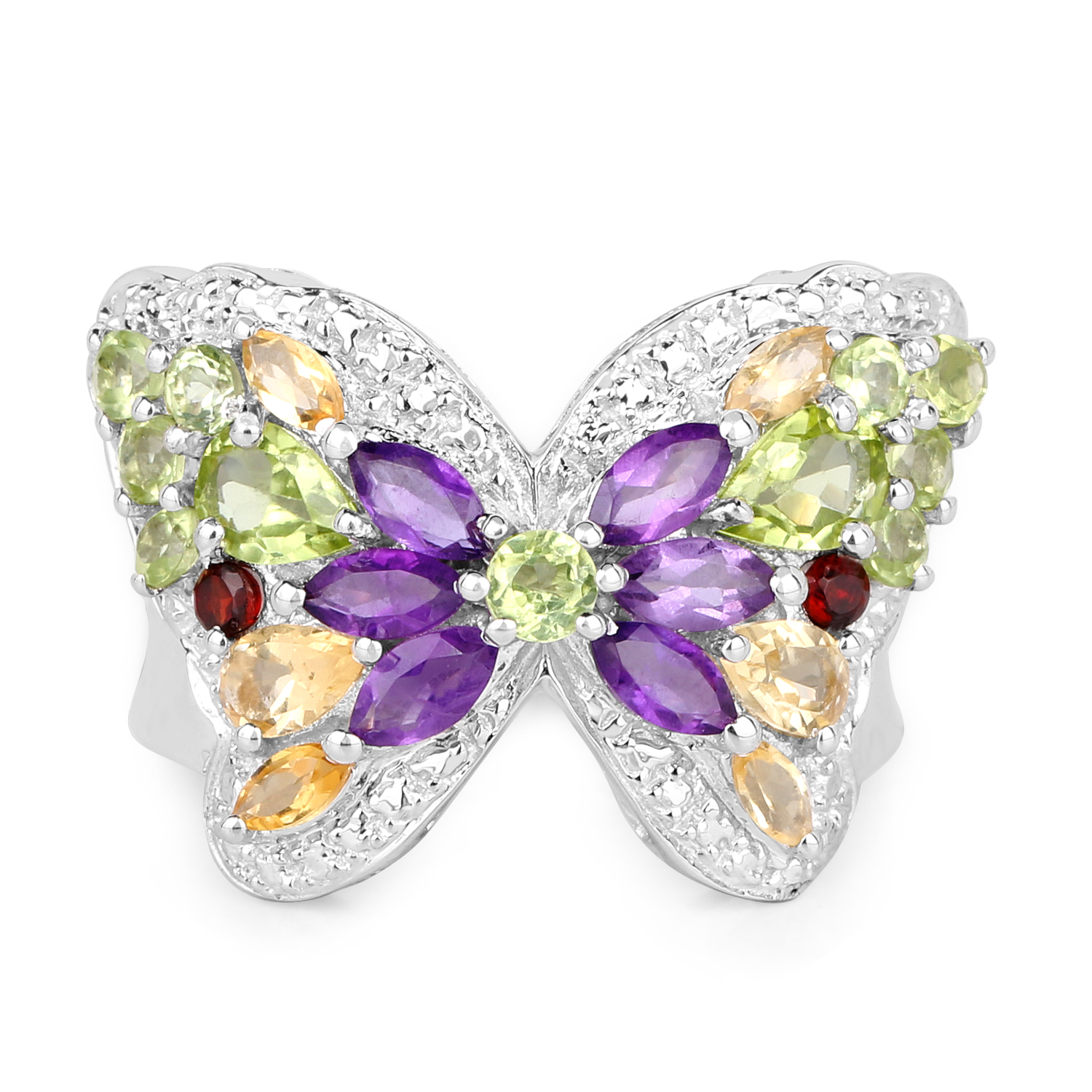 3.34 Carat Genuine Multi Stone .925 Sterling Silver Ring