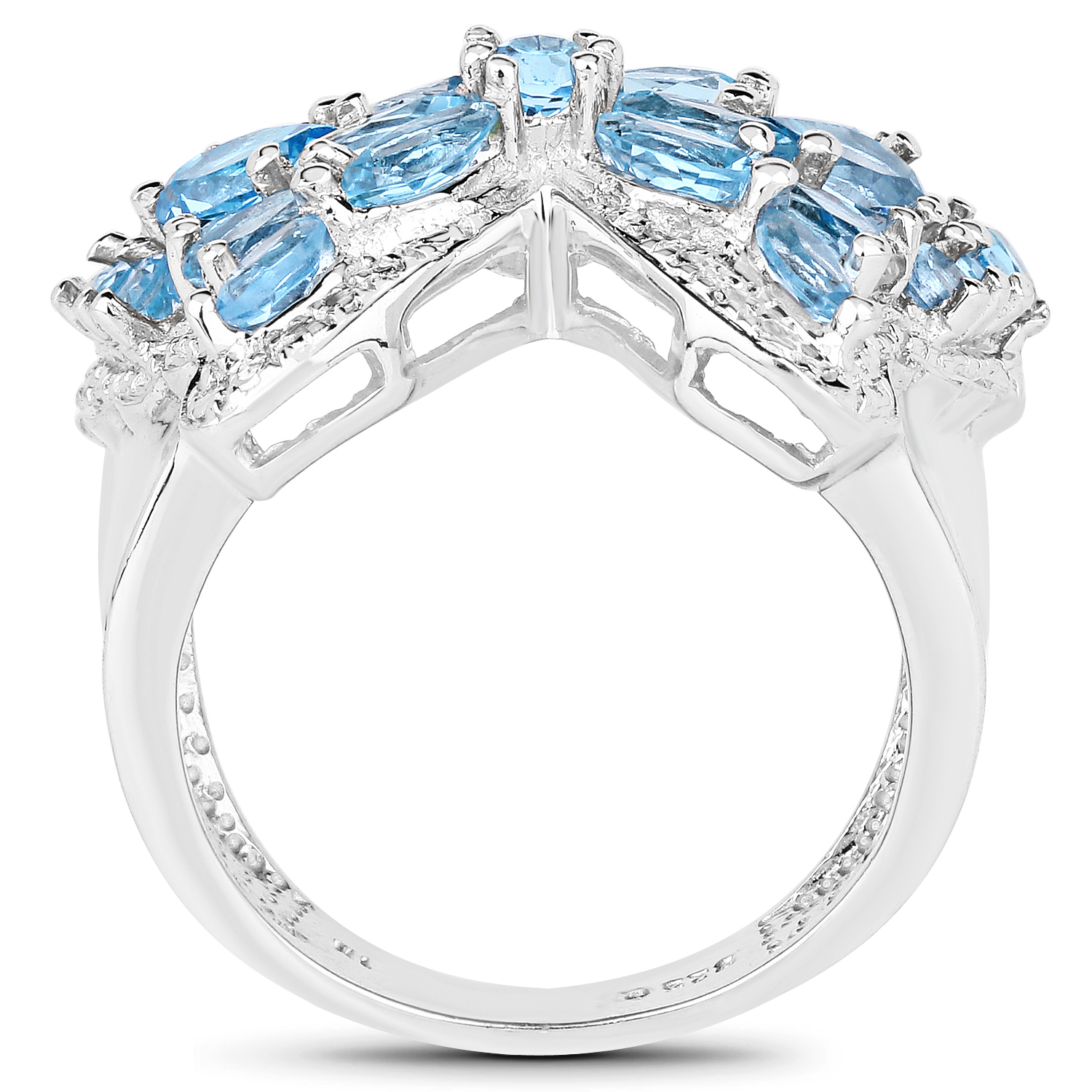 3.81 Carat Genuine Swiss Blue Topaz .925 Sterling Silver Ring