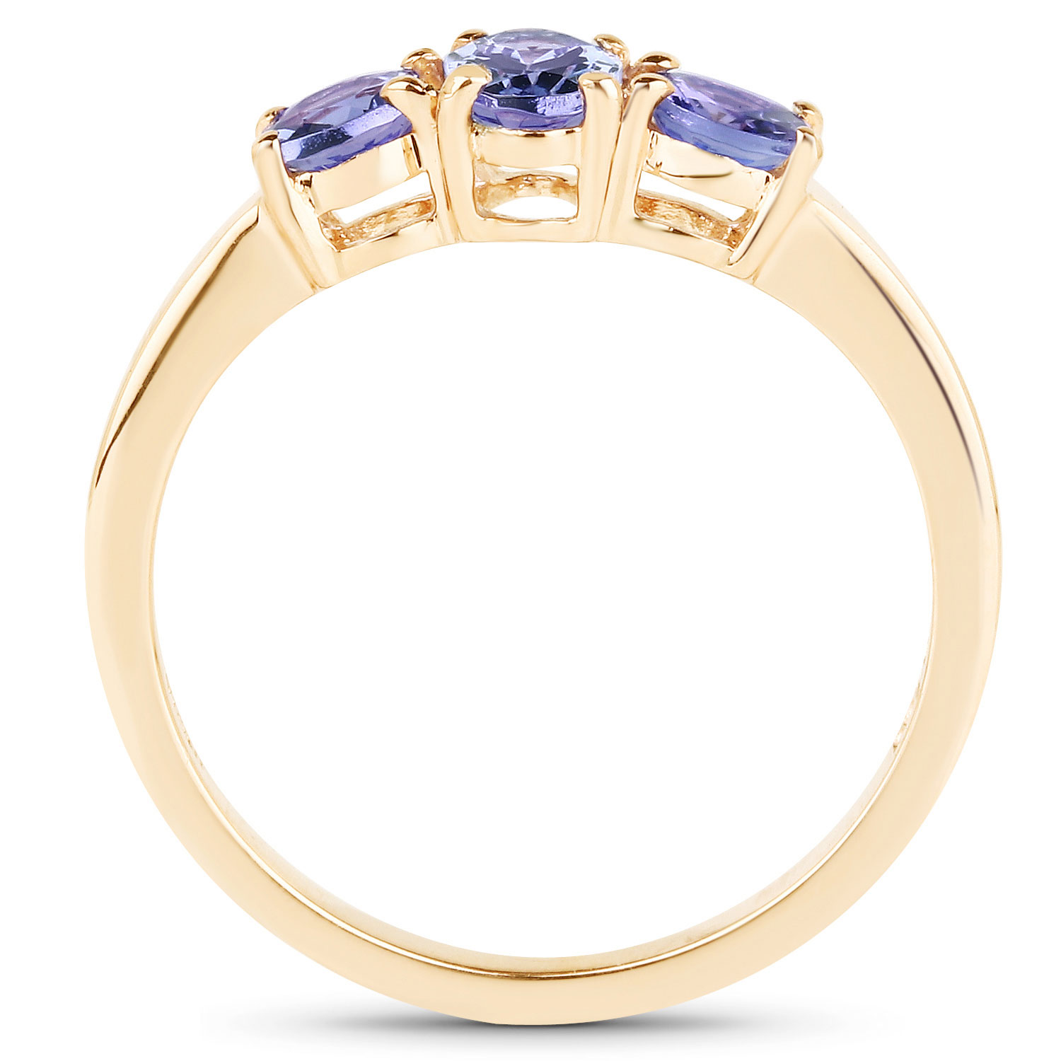 18K Yellow Gold Plated 0.90 Carat Genuine Tanzanite .925 Sterling Silver Ring