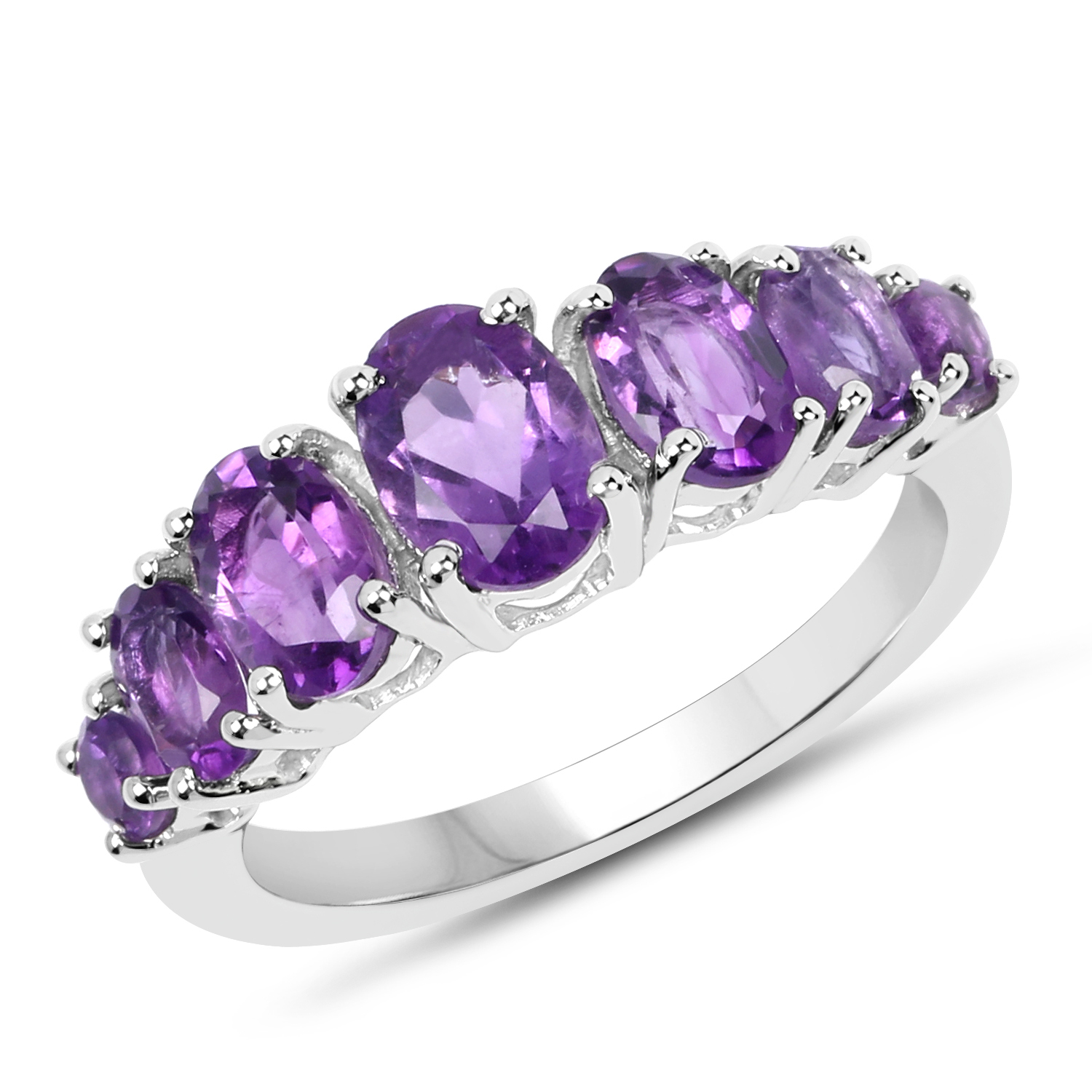 2.28 Carat Genuine Amethyst .925 Sterling Silver Ring