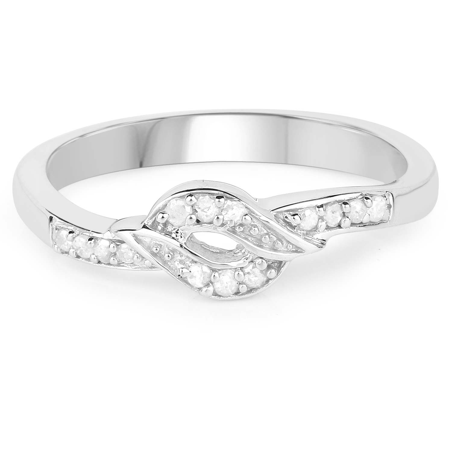 0.10 Carat Genuine White Diamond .925 Sterling Silver Ring