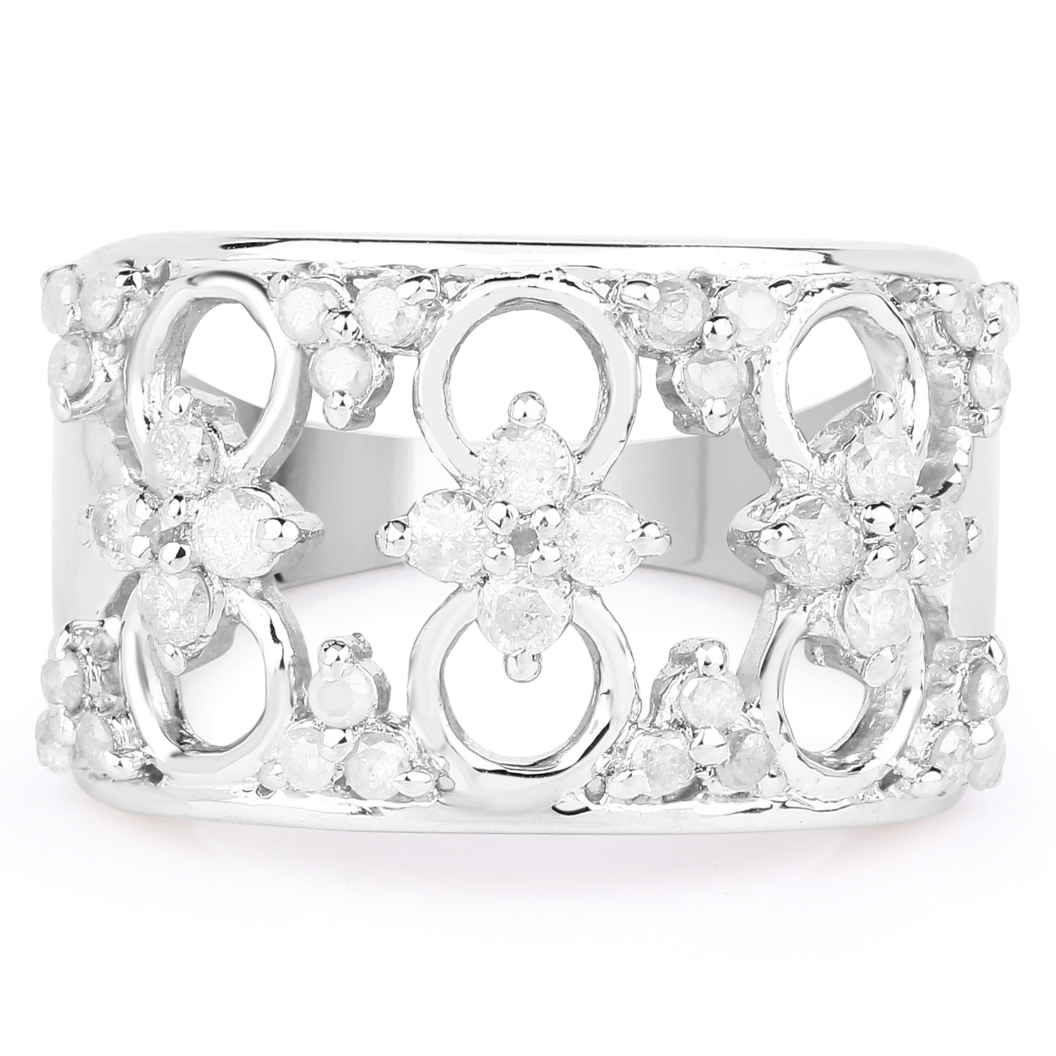 0.74 Carat Genuine White Diamond .925 Sterling Silver Ring