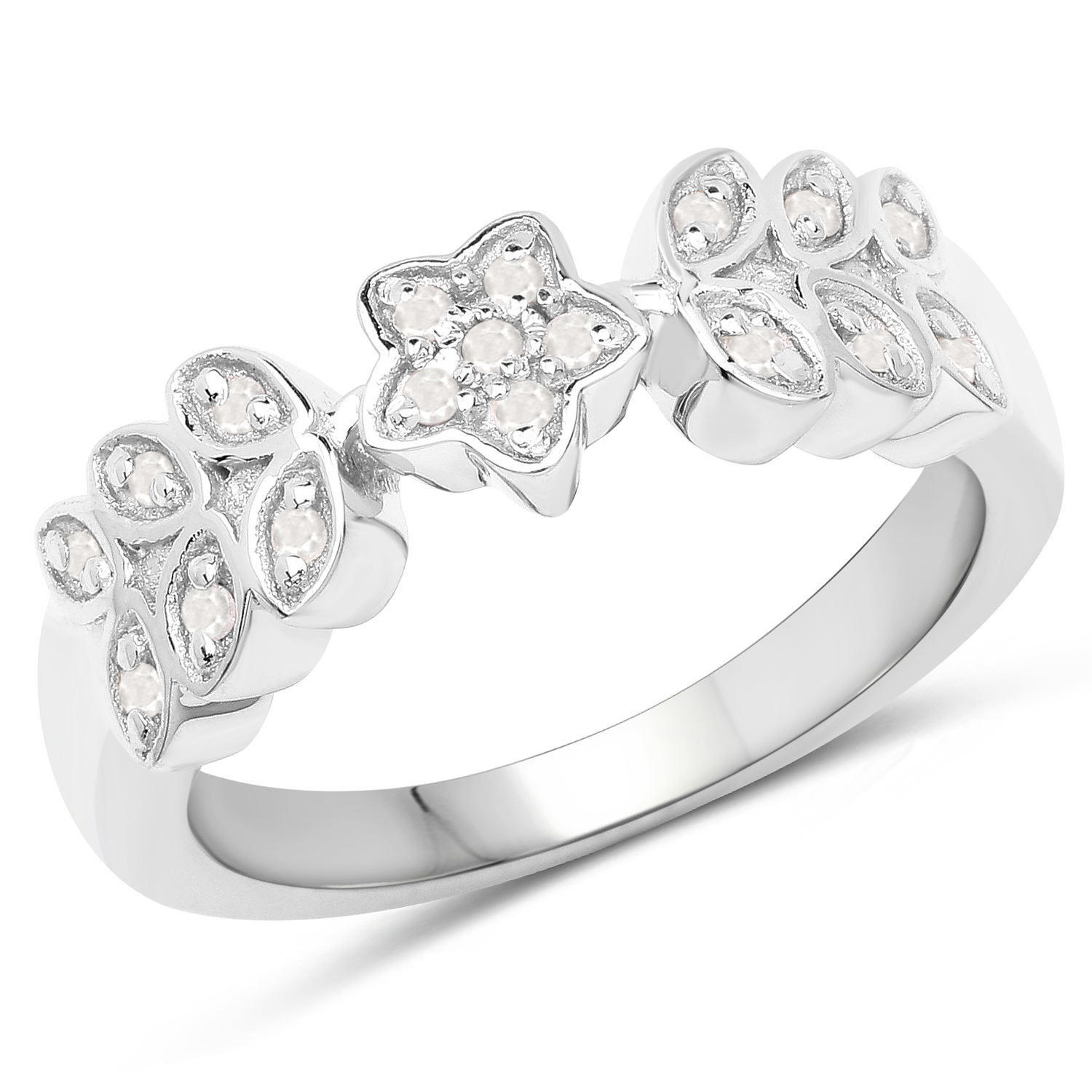 0.11 Carat Genuine White Diamond .925 Sterling Silver Ring