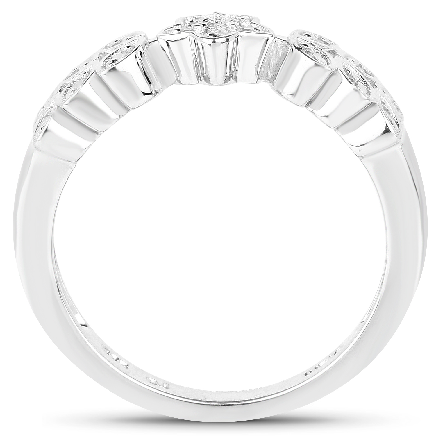 0.11 Carat Genuine White Diamond .925 Sterling Silver Ring