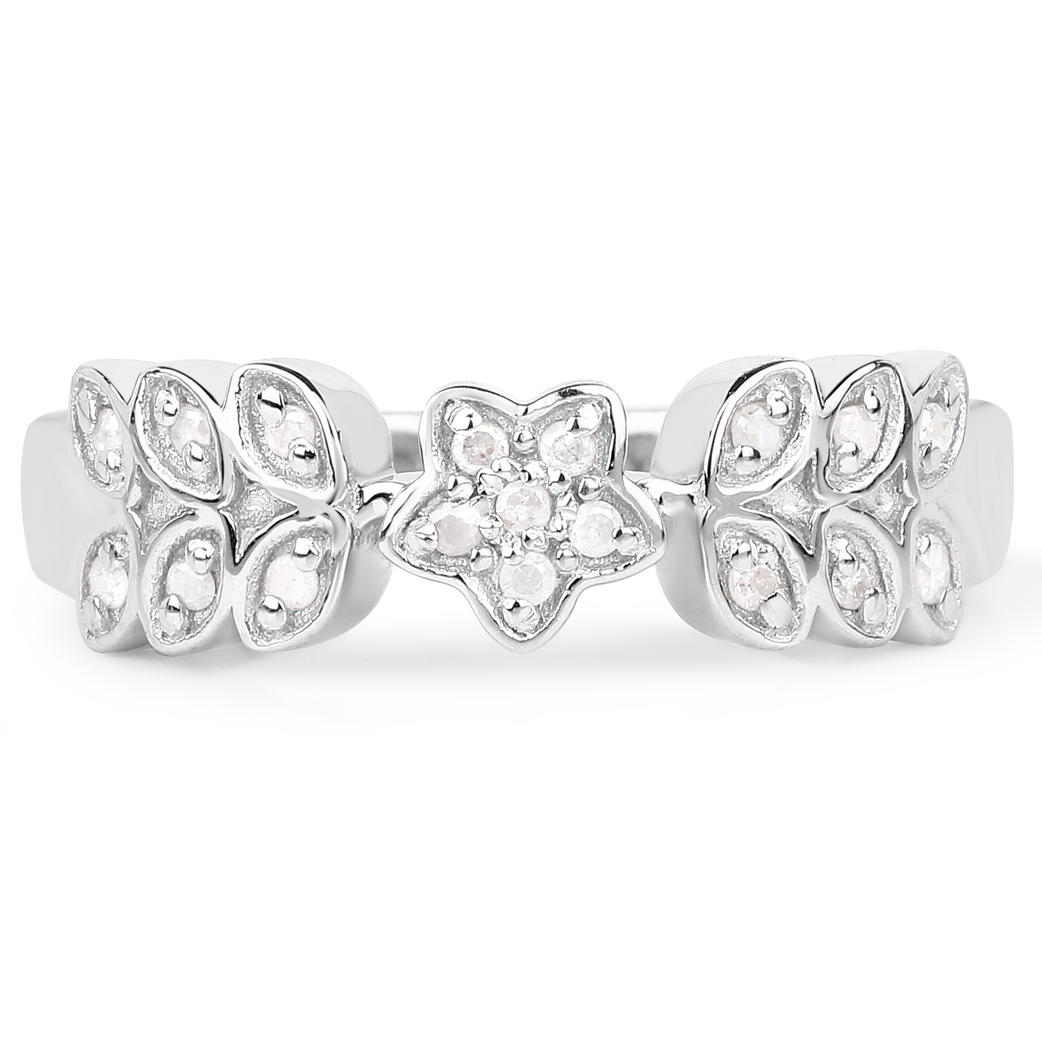 0.11 Carat Genuine White Diamond .925 Sterling Silver Ring