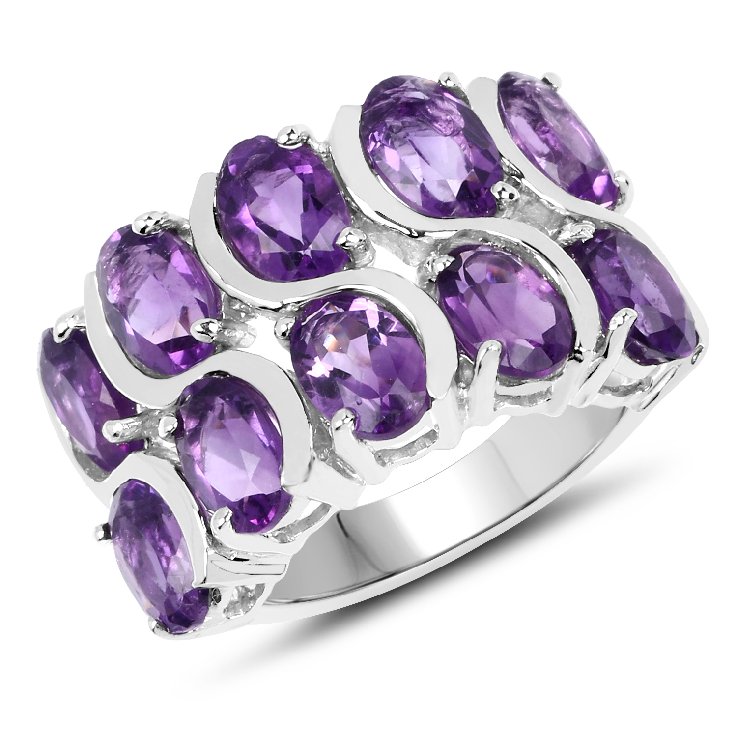 4.30 Carat Genuine Amethyst .925 Sterling Silver Ring