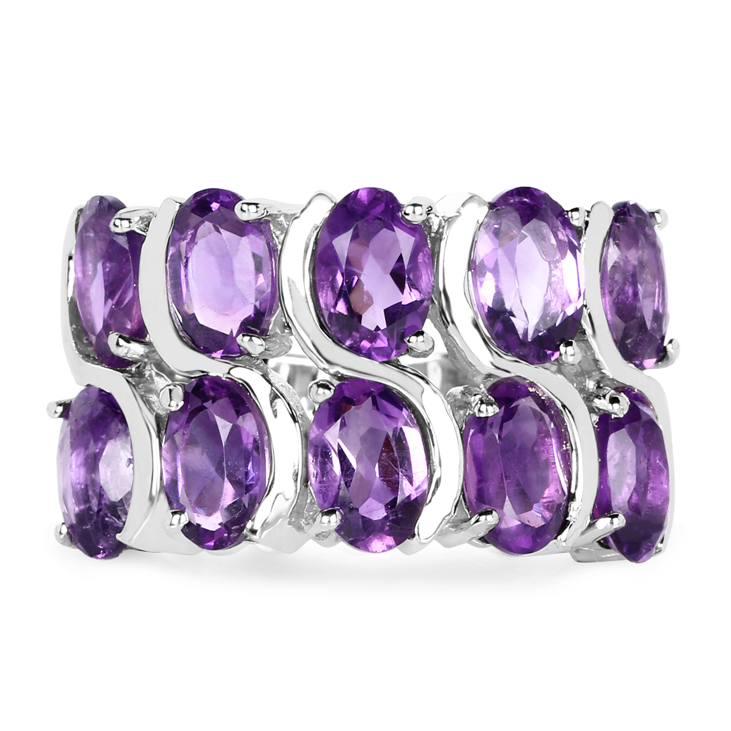 4.30 Carat Genuine Amethyst .925 Sterling Silver Ring