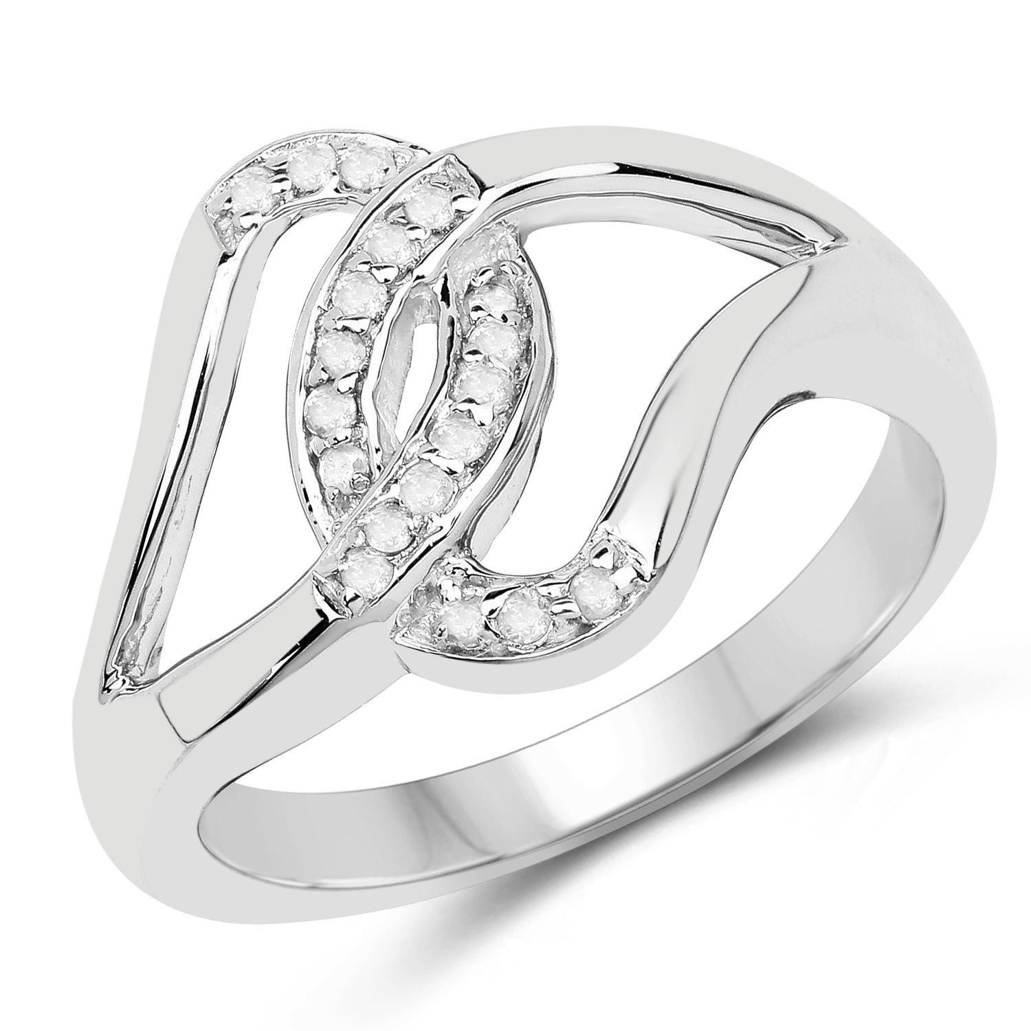 0.12 Carat Genuine White Diamond .925 Sterling Silver Ring