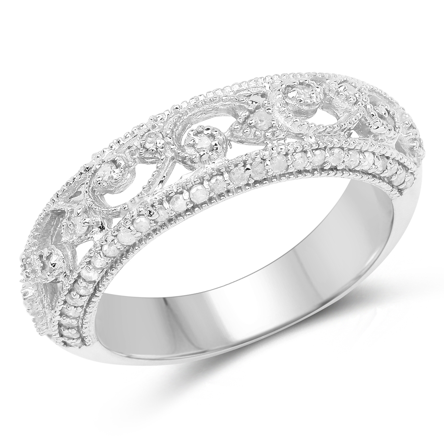 0.39 Carat Genuine White Diamond .925 Sterling Silver Ring