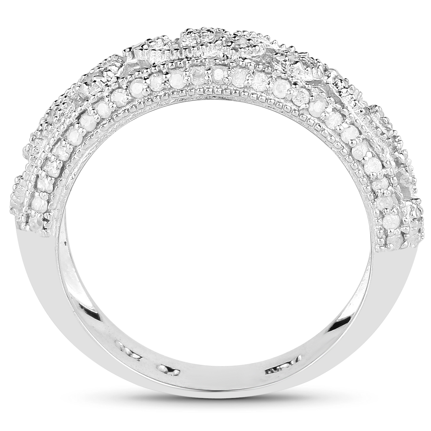 0.39 Carat Genuine White Diamond .925 Sterling Silver Ring