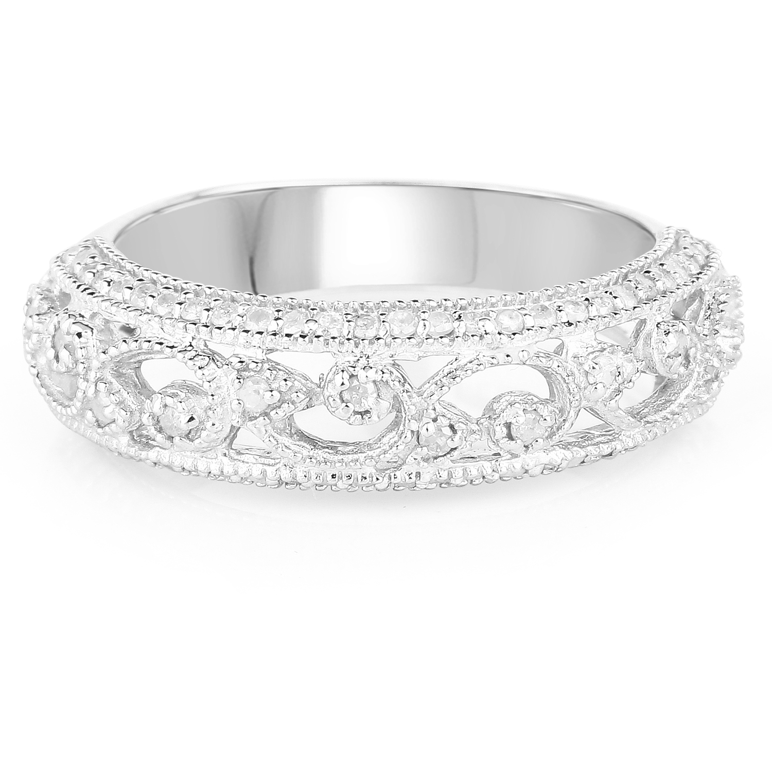 0.39 Carat Genuine White Diamond .925 Sterling Silver Ring