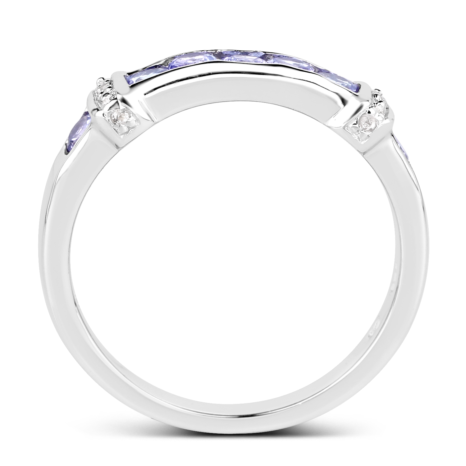 0.52 Carat Genuine Tanzanite and White Topaz .925 Sterling Silver Ring