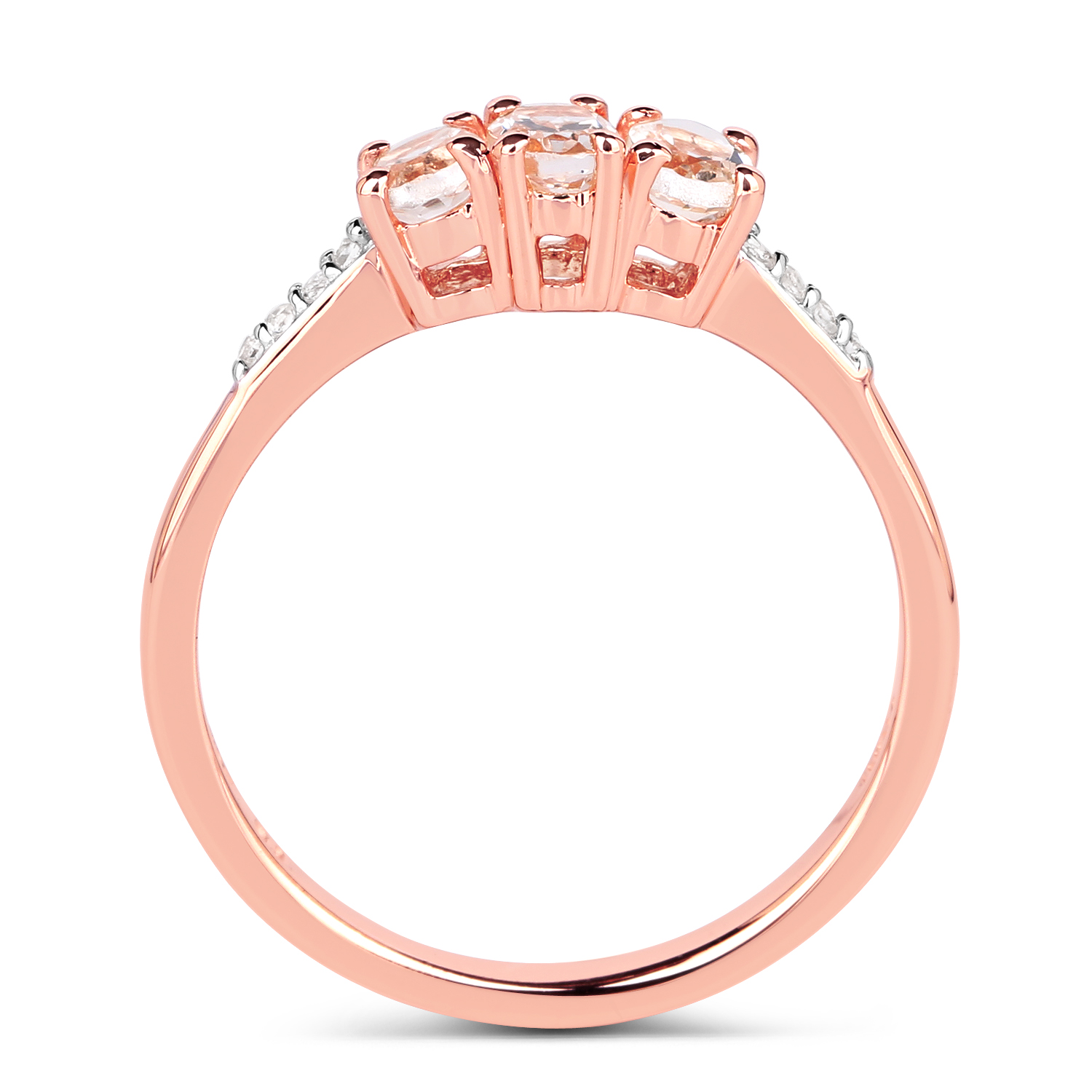 14K Rose Gold Plated 0.56 Carat Genuine Morganite & White Topaz .925 Sterling Silver Ring