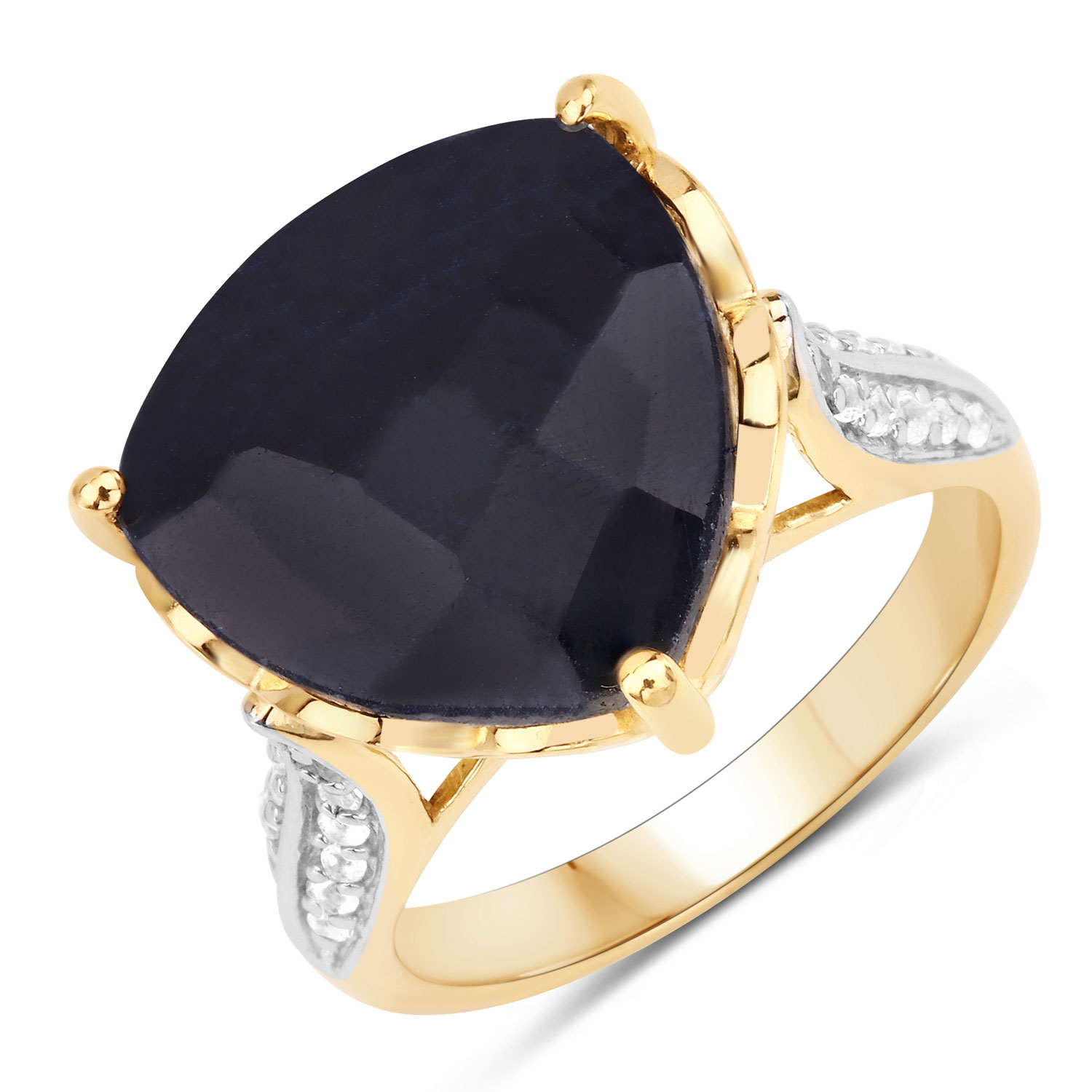 8.39 Carat Dyed Sapphire and White Topaz .925 Sterling Silver Ring