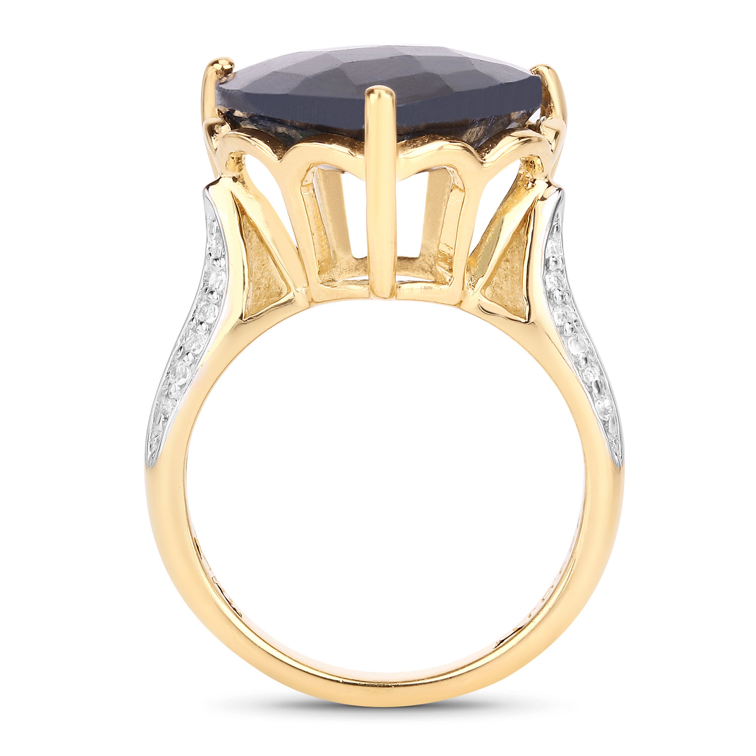 8.39 Carat Dyed Sapphire and White Topaz .925 Sterling Silver Ring