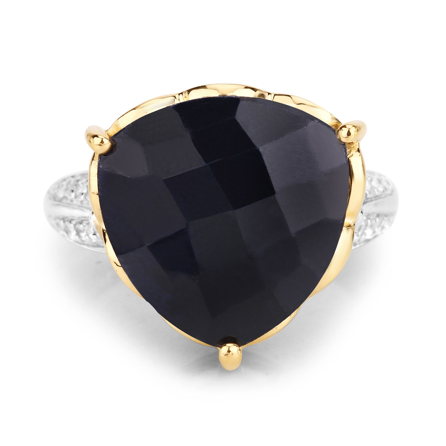 8.39 Carat Dyed Sapphire and White Topaz .925 Sterling Silver Ring