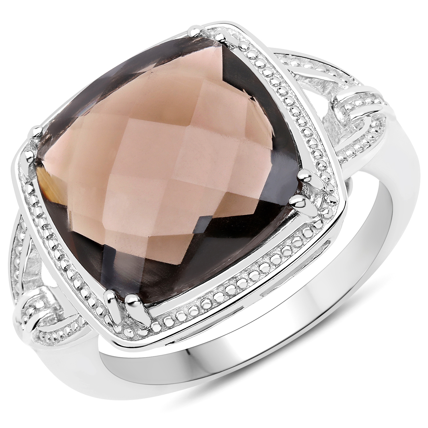 5.55 Carat Genuine Smoky Quartz .925 Sterling Silver Ring
