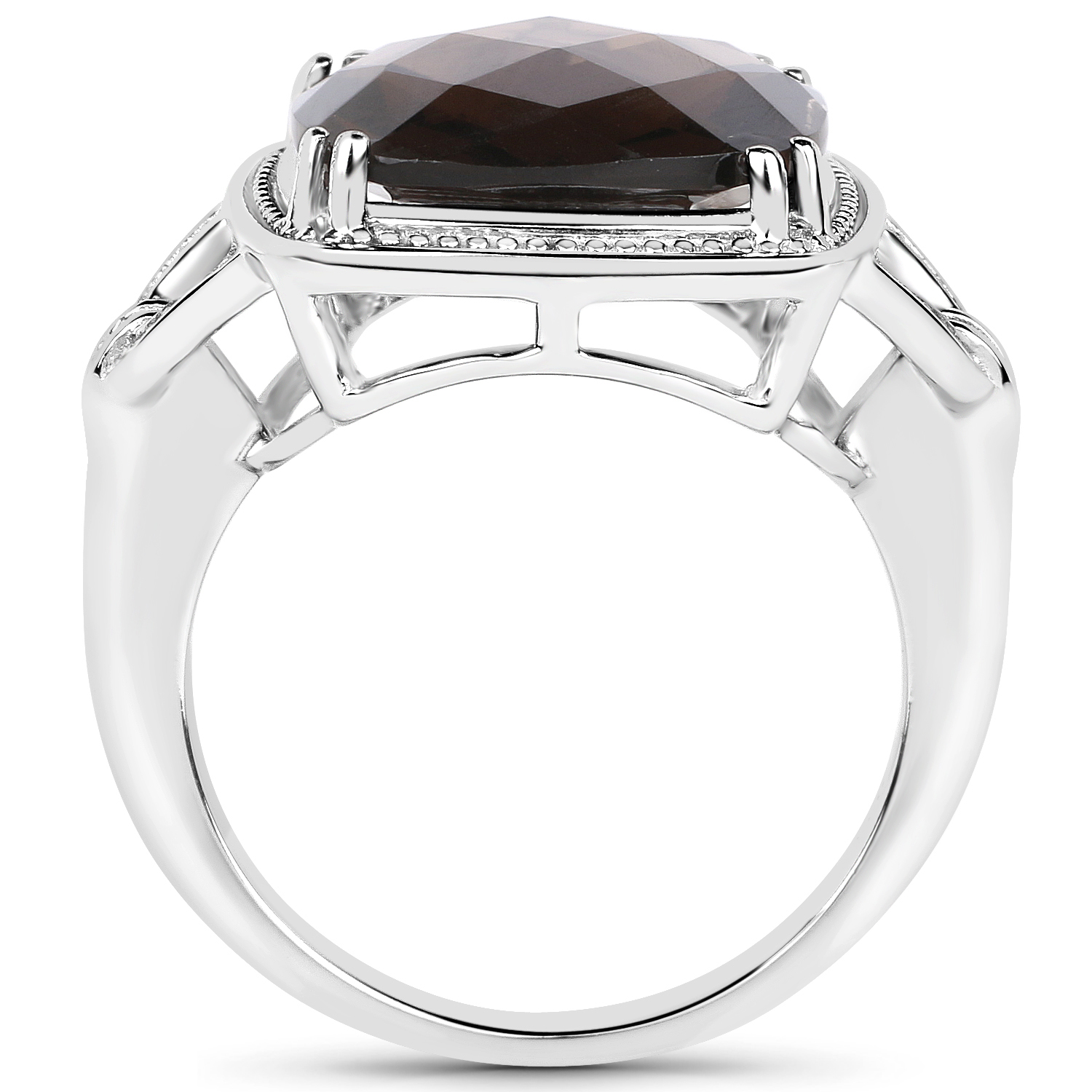 5.55 Carat Genuine Smoky Quartz .925 Sterling Silver Ring