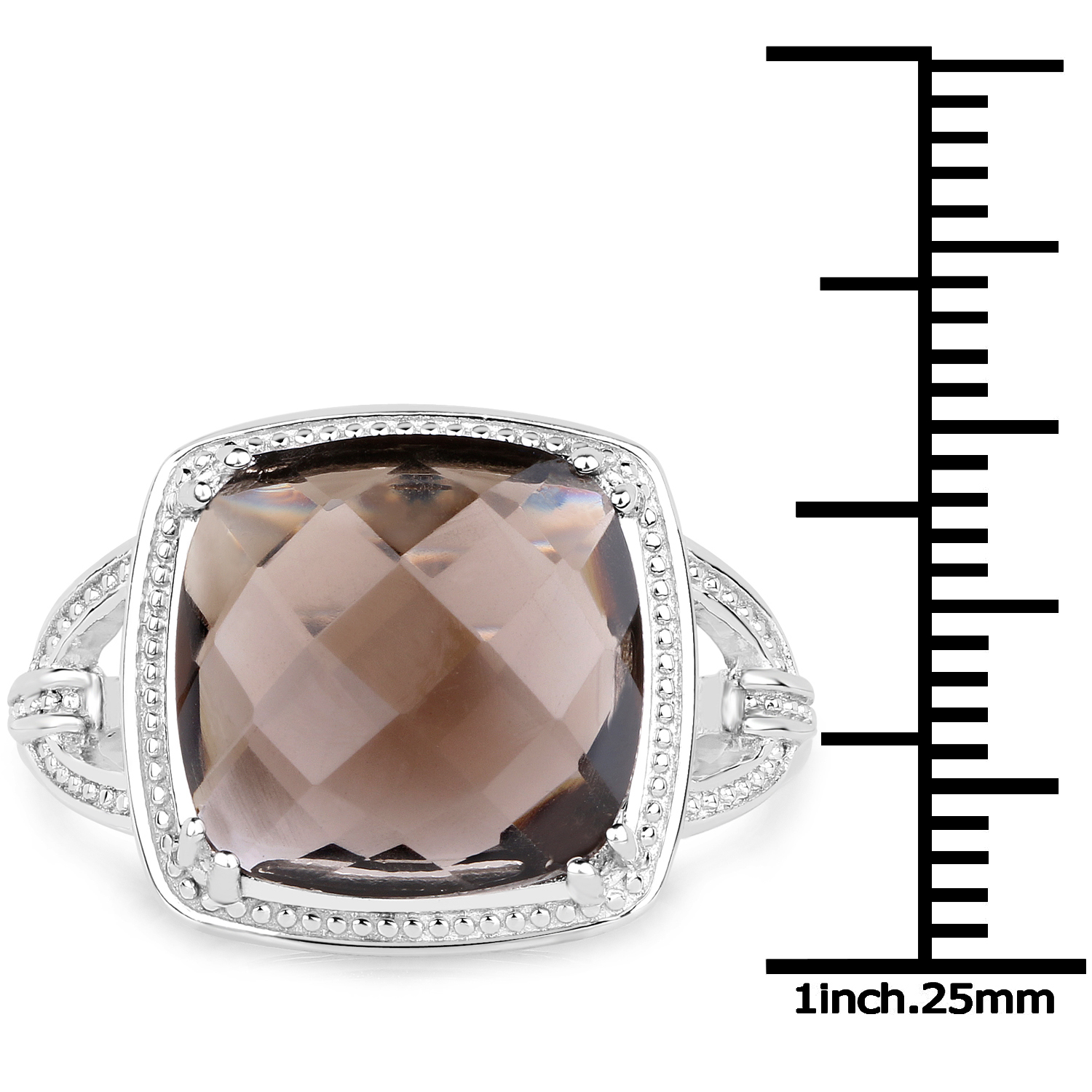 5.55 Carat Genuine Smoky Quartz .925 Sterling Silver Ring