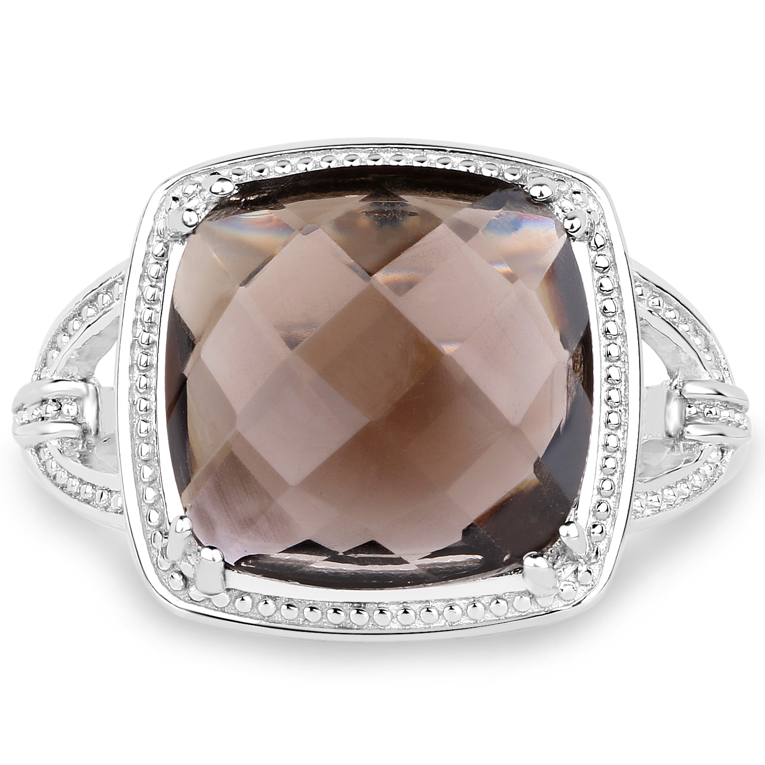 5.55 Carat Genuine Smoky Quartz .925 Sterling Silver Ring