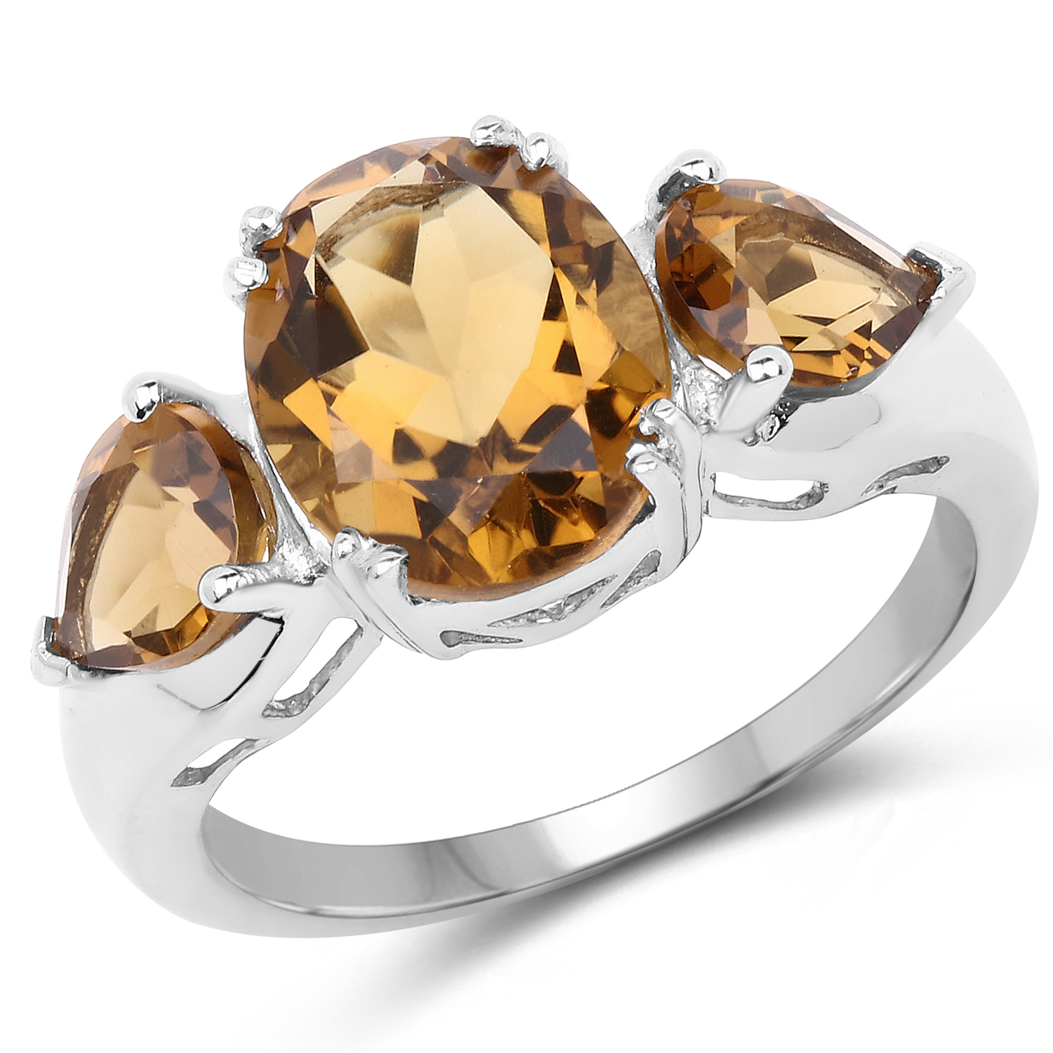 3.60 Carat Genuine Champagne Quartz .925 Sterling Silver Ring