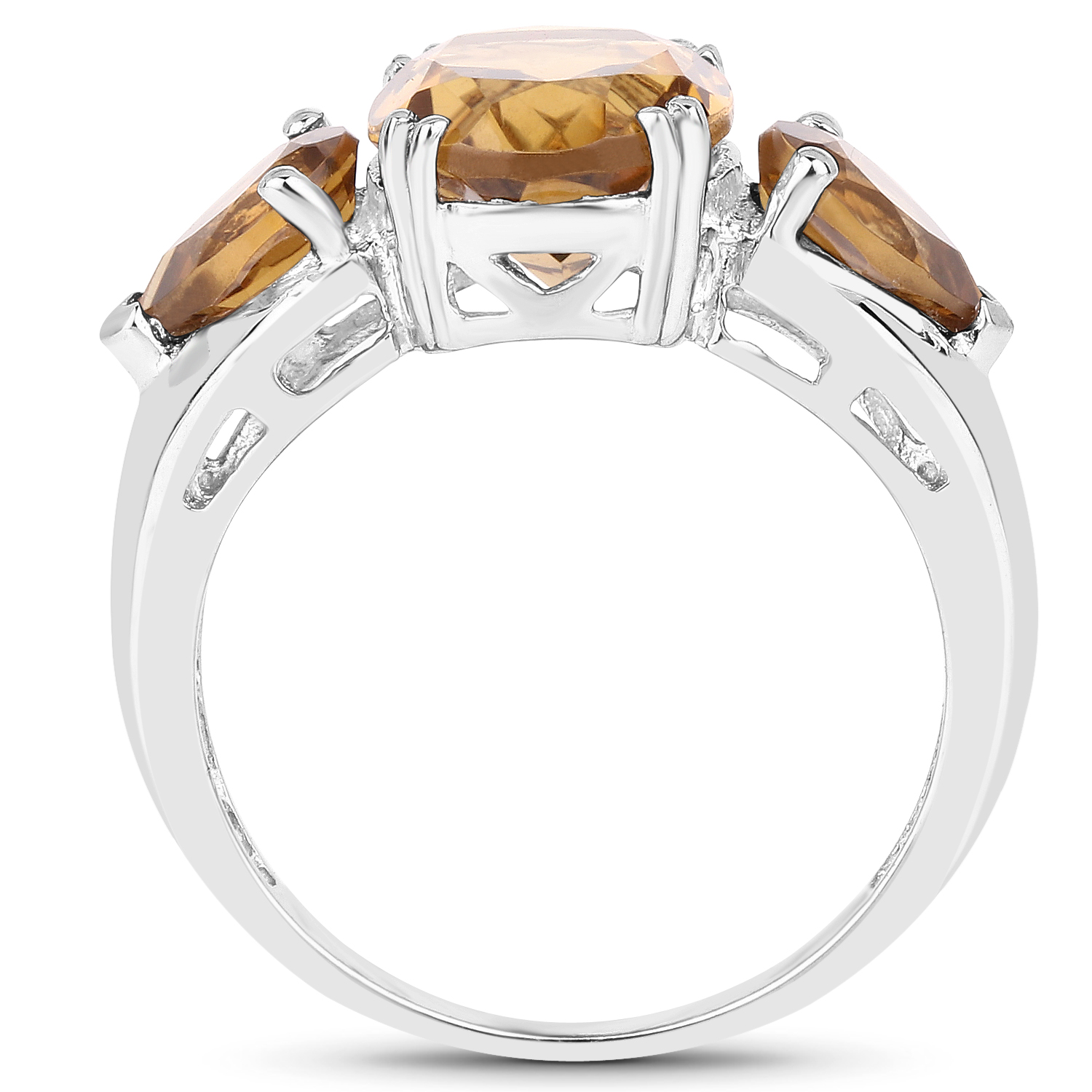 3.60 Carat Genuine Champagne Quartz .925 Sterling Silver Ring