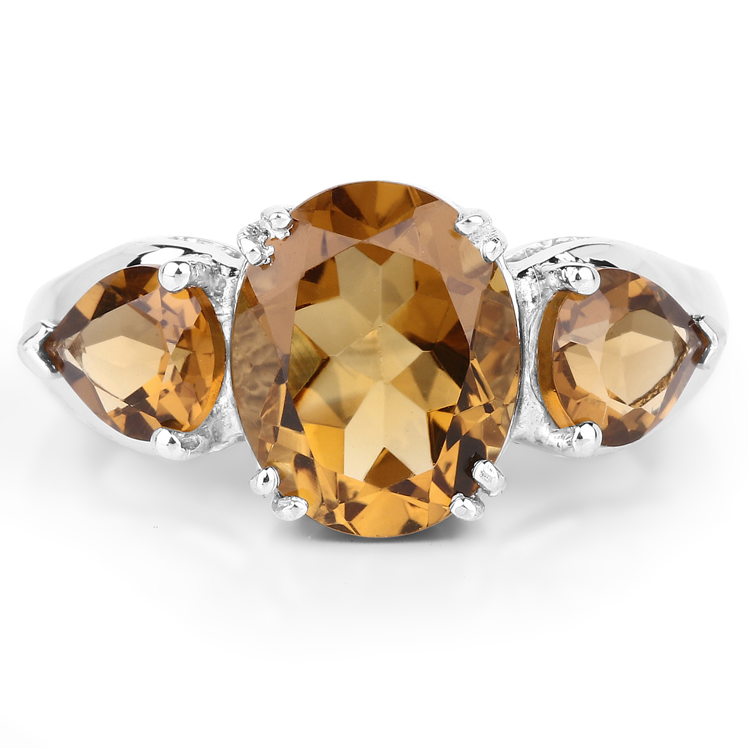 3.60 Carat Genuine Champagne Quartz .925 Sterling Silver Ring