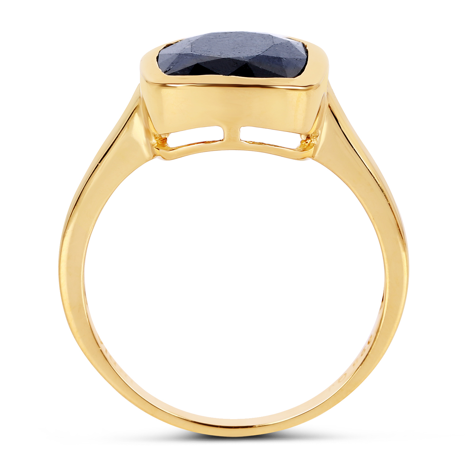 14K Yellow Gold Plated 6.06 Carat Dyed Sapphire .925 Sterling Silver Ring