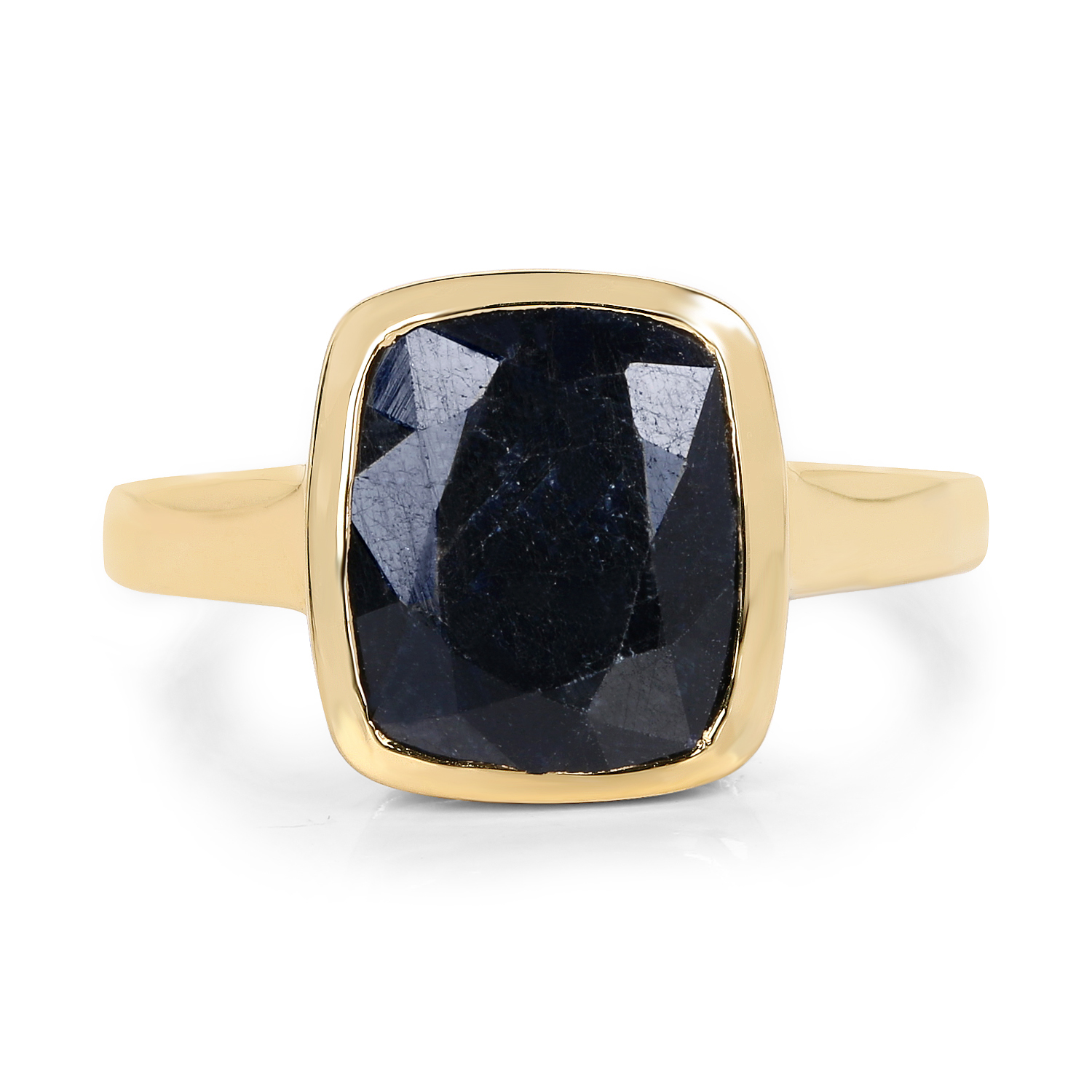 14K Yellow Gold Plated 6.06 Carat Dyed Sapphire .925 Sterling Silver Ring