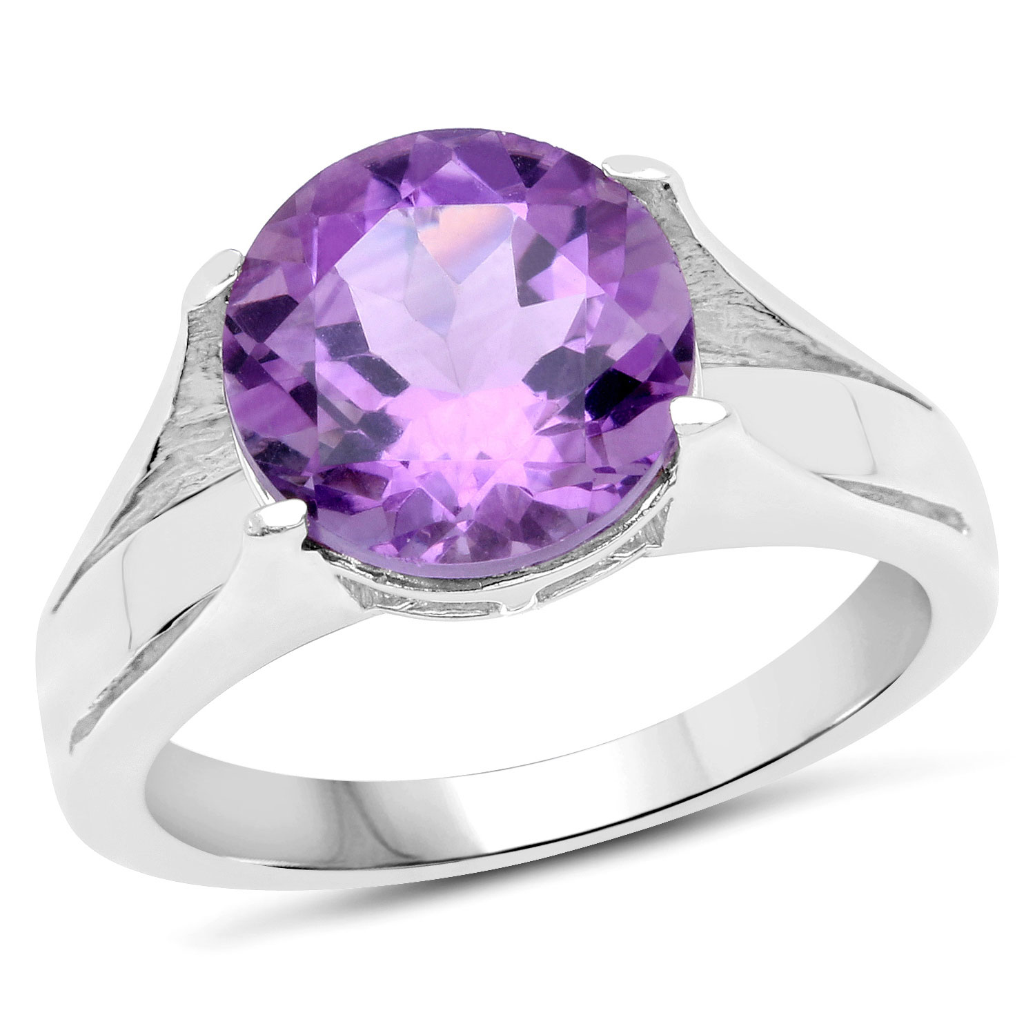 3.30 Carat Genuine Amethyst Sterling Silver Ring