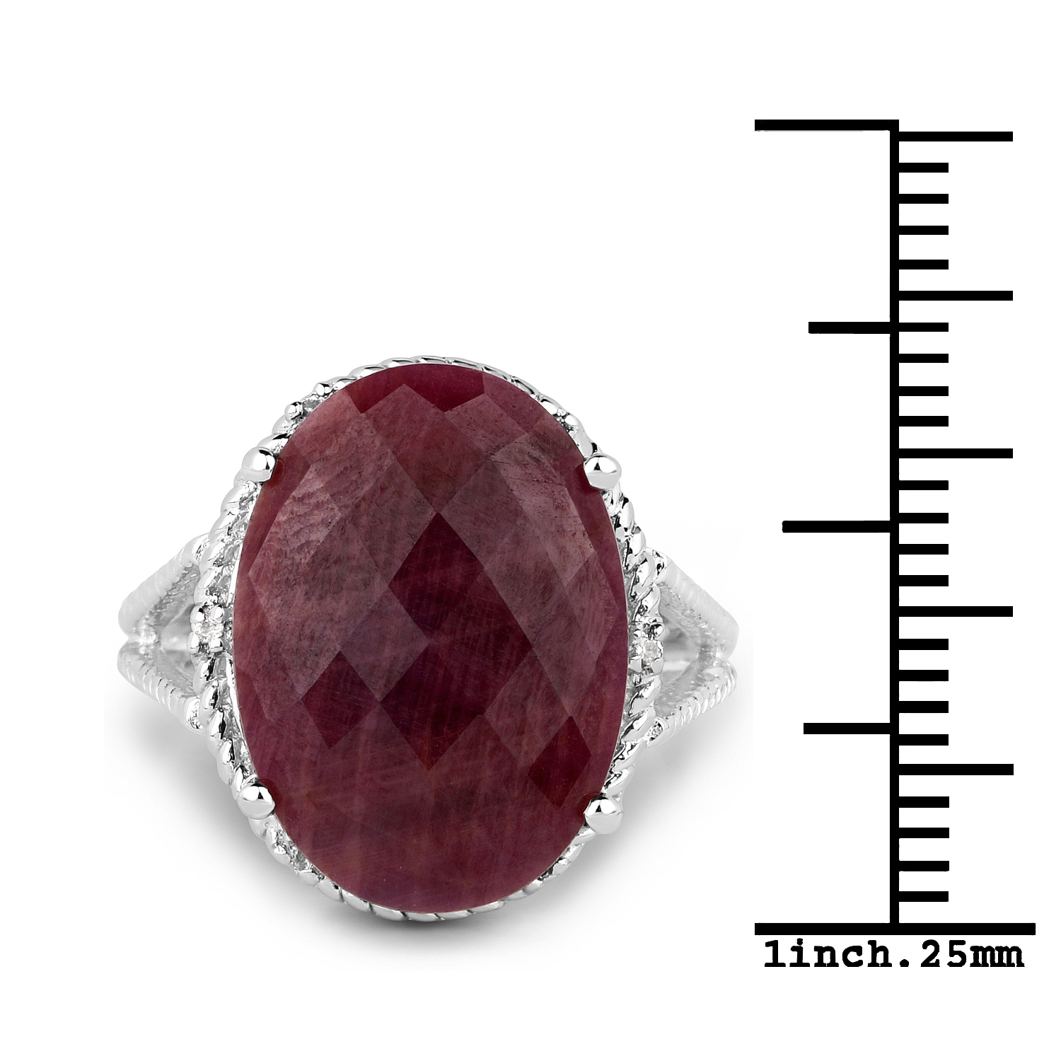 12.18 Carat Genuine Ruby and White Topaz .925 Sterling Silver Ring