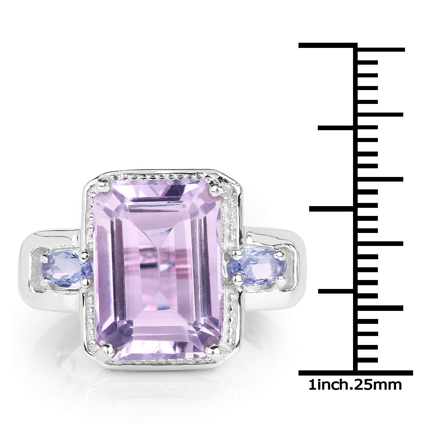 6.60 Carat Genuine Amethyst & Tanzanite .925 Sterling Silver Ring