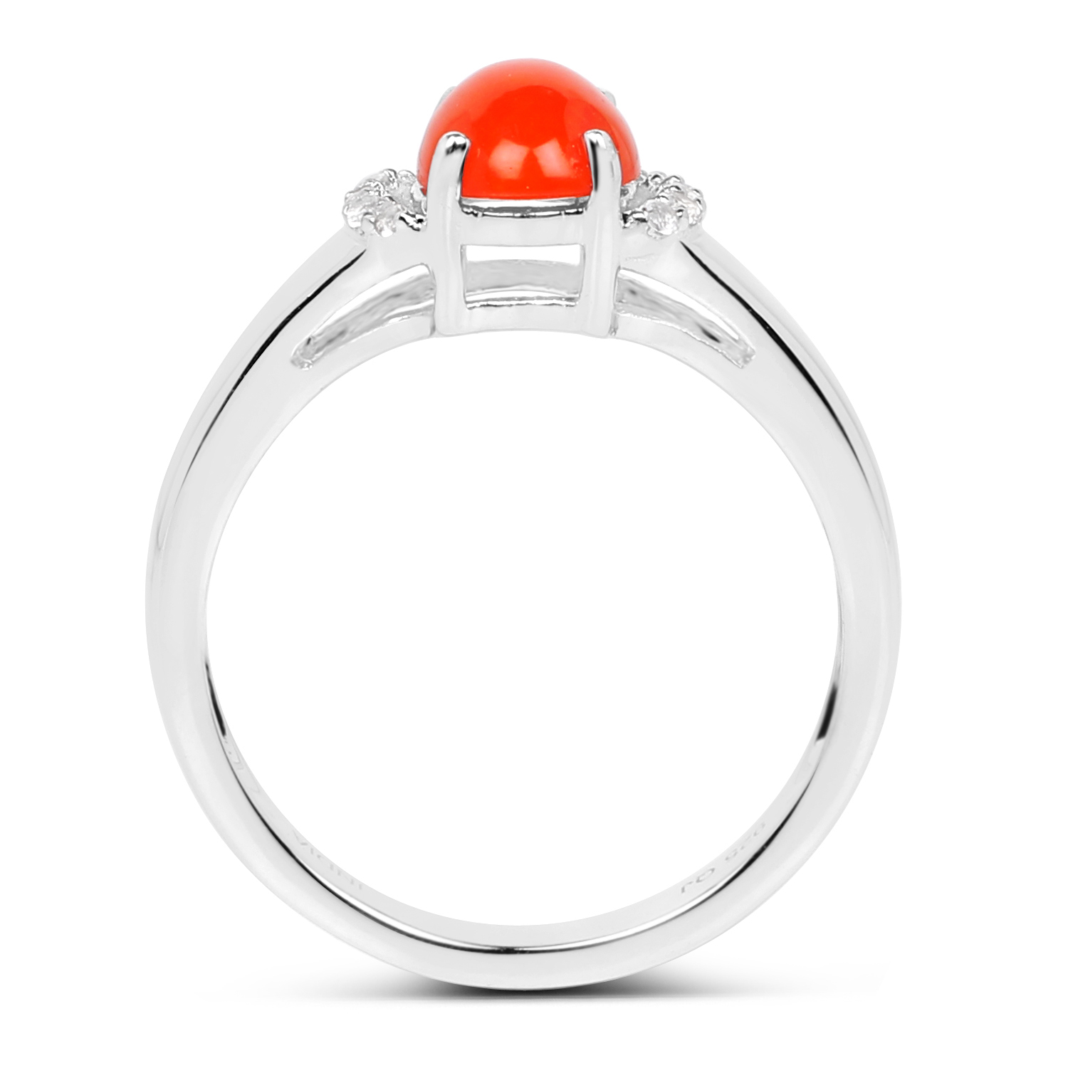 0.90 Carat Dyed Orange Opal and White Topaz .925 Sterling Silver Ring