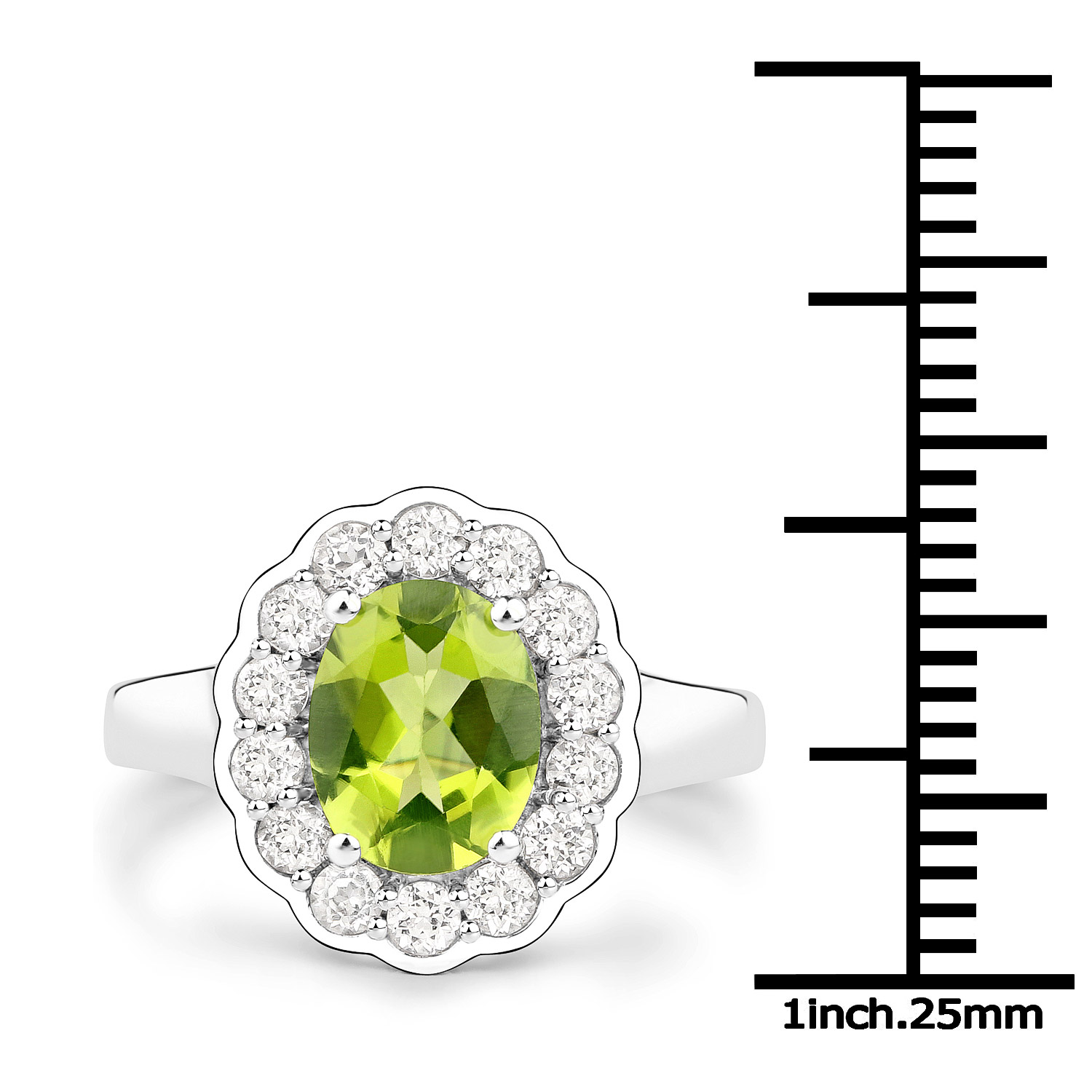 7.70 Carat Genuine Peridot and White Topaz .925 Sterling Silver 3 Piece Jewelry Set (Ring, Earrings, and Pendant w/ Chain)