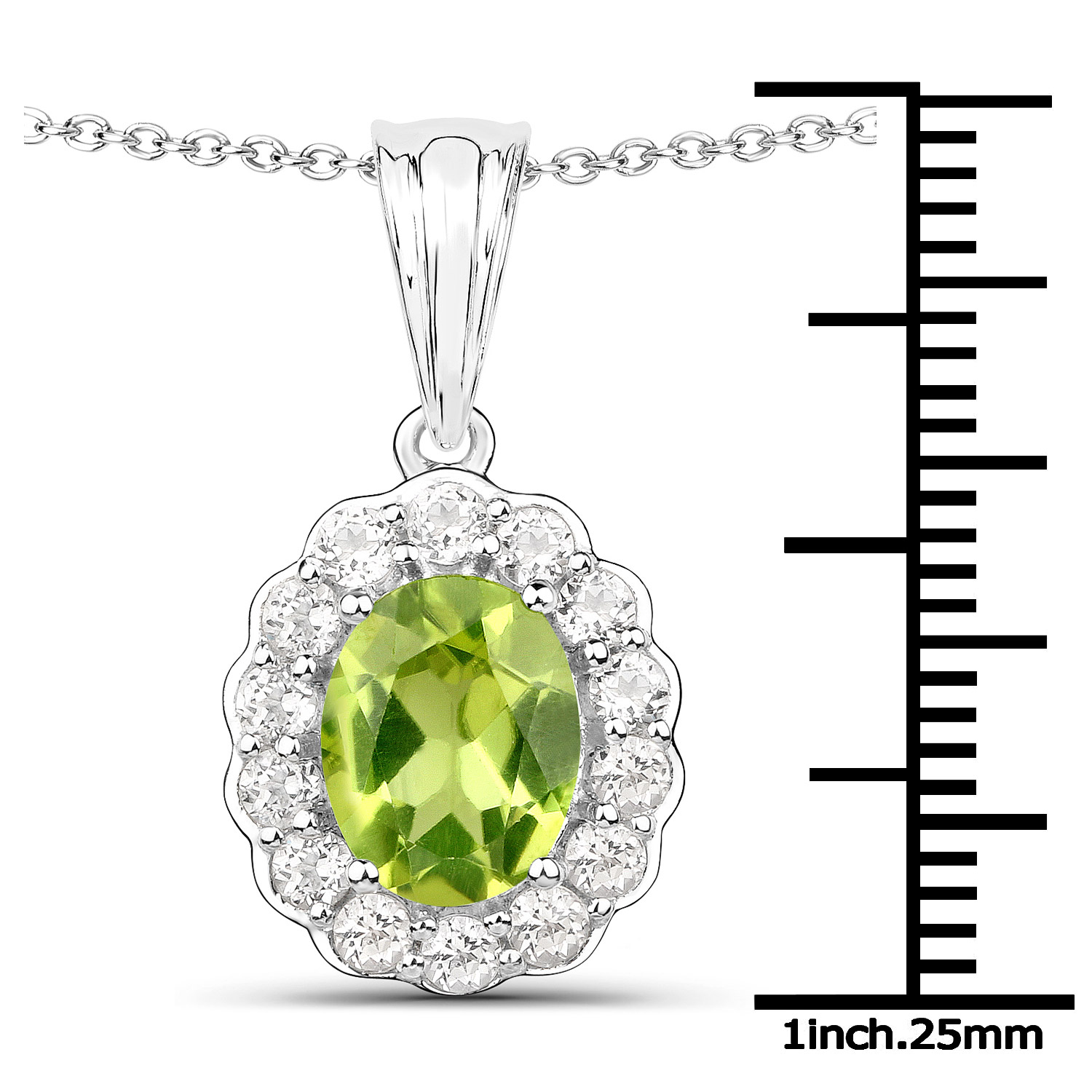 7.70 Carat Genuine Peridot and White Topaz .925 Sterling Silver 3 Piece Jewelry Set (Ring, Earrings, and Pendant w/ Chain)