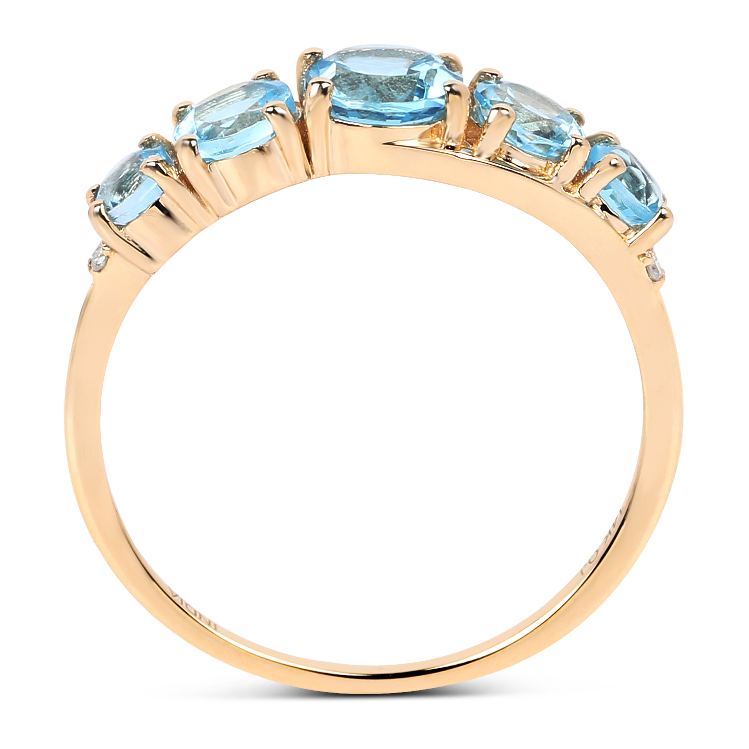 1.53 Carat Genuine Swiss Blue Topaz and White Diamond 14K Yellow Gold Ring