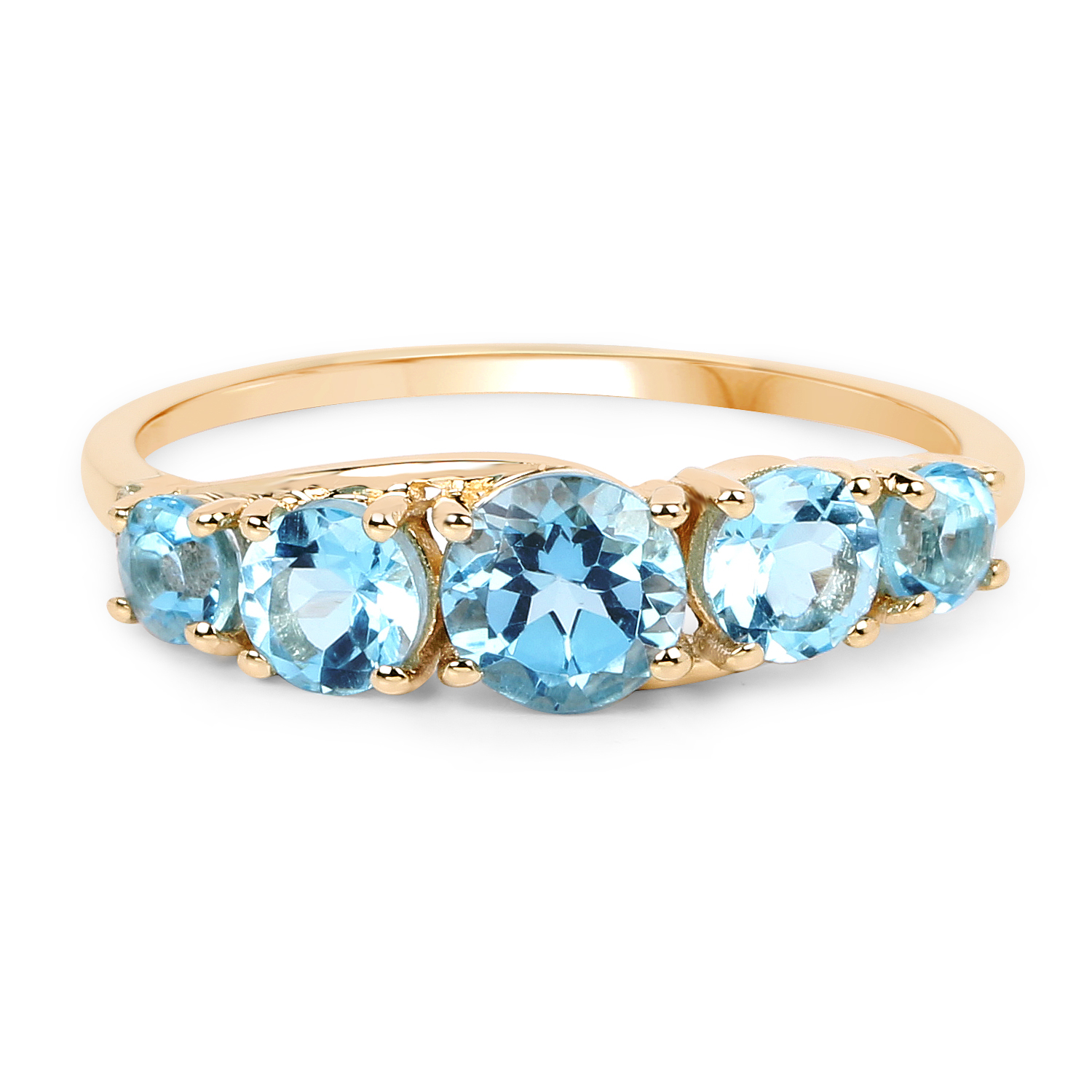 1.53 Carat Genuine Swiss Blue Topaz and White Diamond 14K Yellow Gold Ring