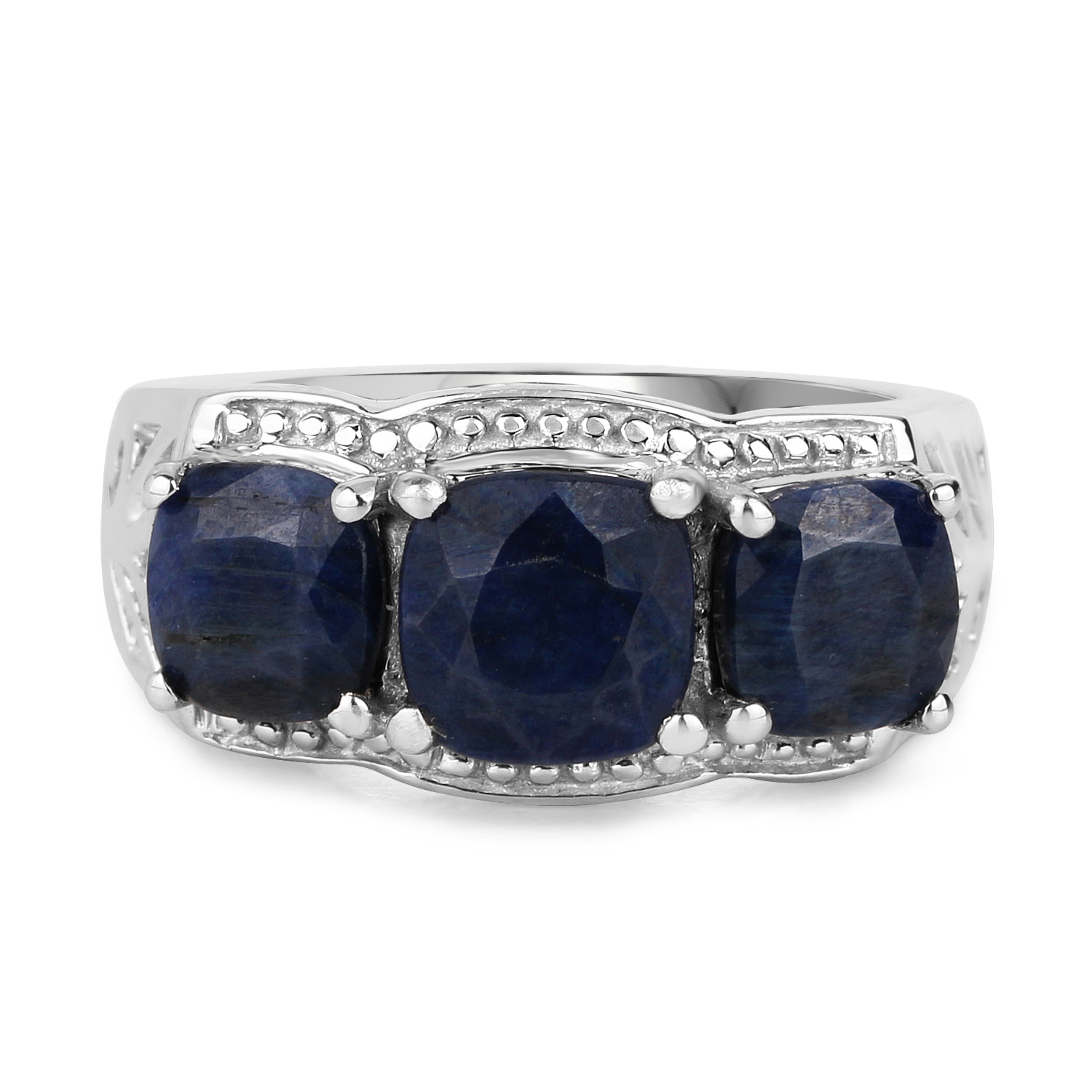 5.24 Carat Dyed Sapphire .925 Sterling Silver Ring