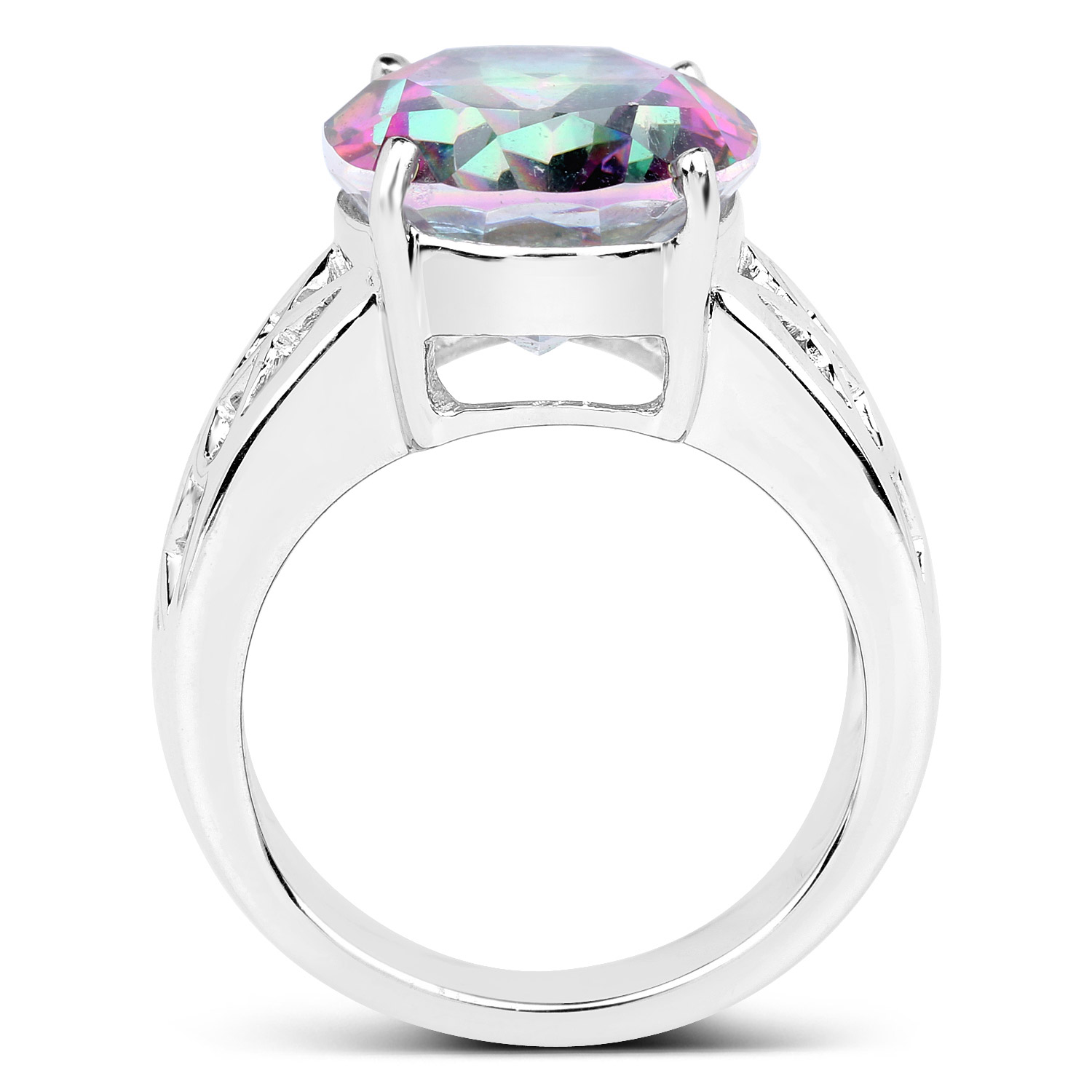 8.40 Carat Genuine Rainbow Quartz .925 Sterling Silver Ring