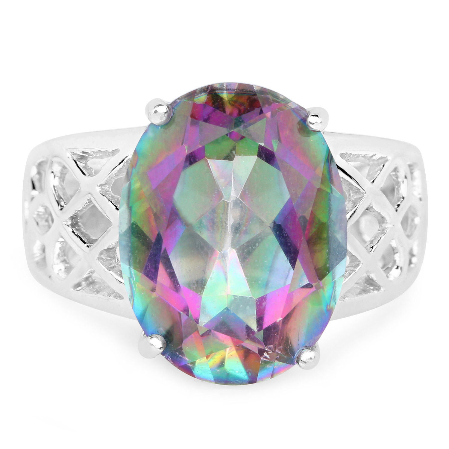 8.40 Carat Genuine Rainbow Quartz .925 Sterling Silver Ring