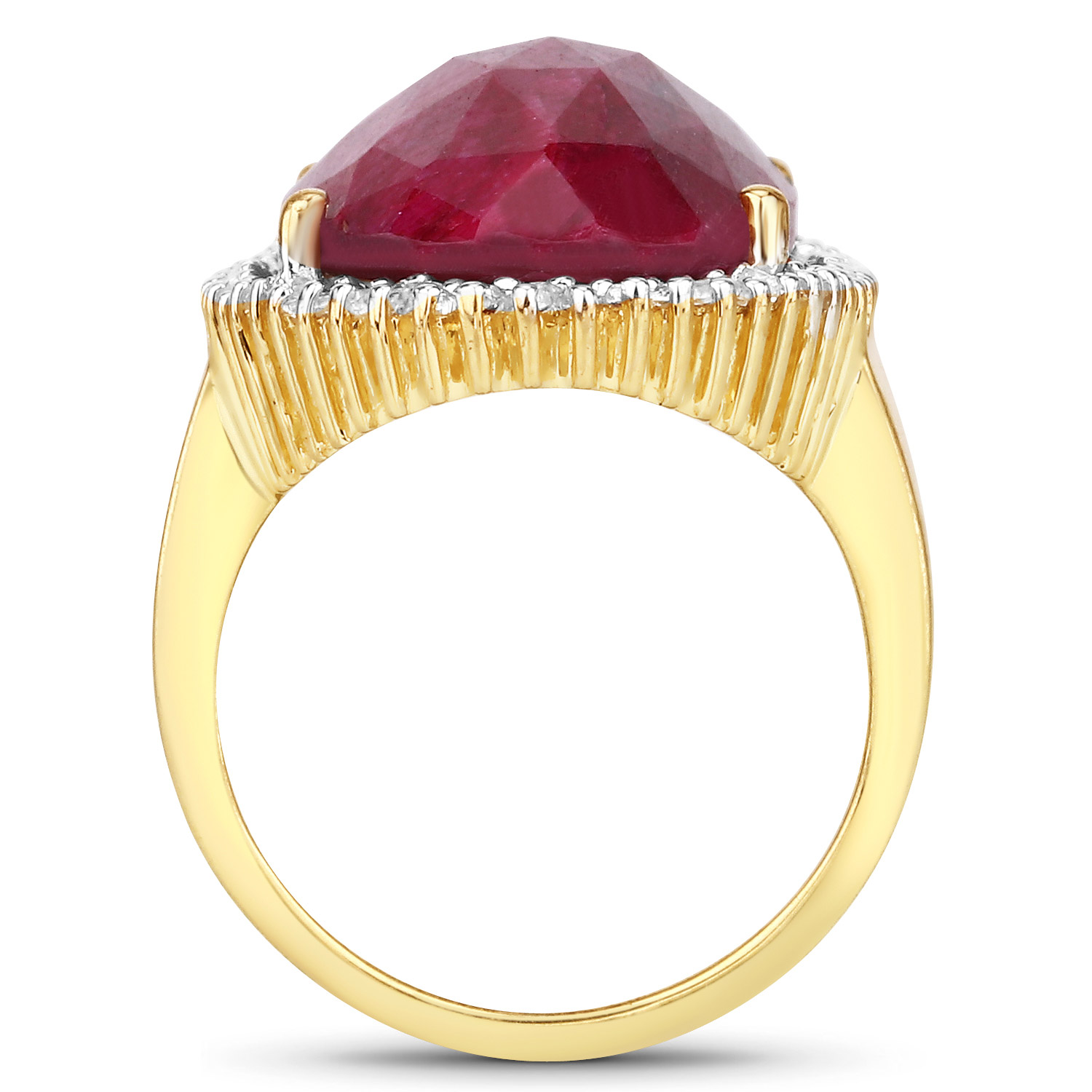 19.11 Carat Dyed Ruby and White Topaz .925 Sterling Silver Ring