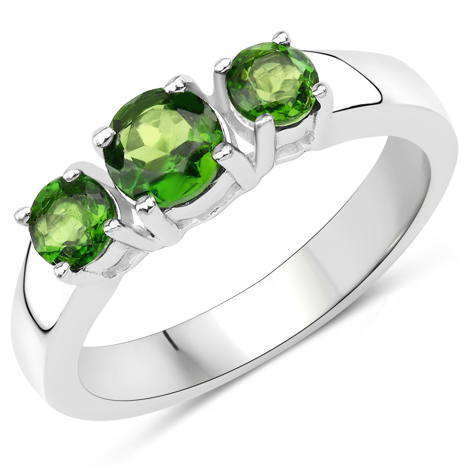 1.06 Carat Genuine Chrome Diopside .925 Sterling Silver Ring