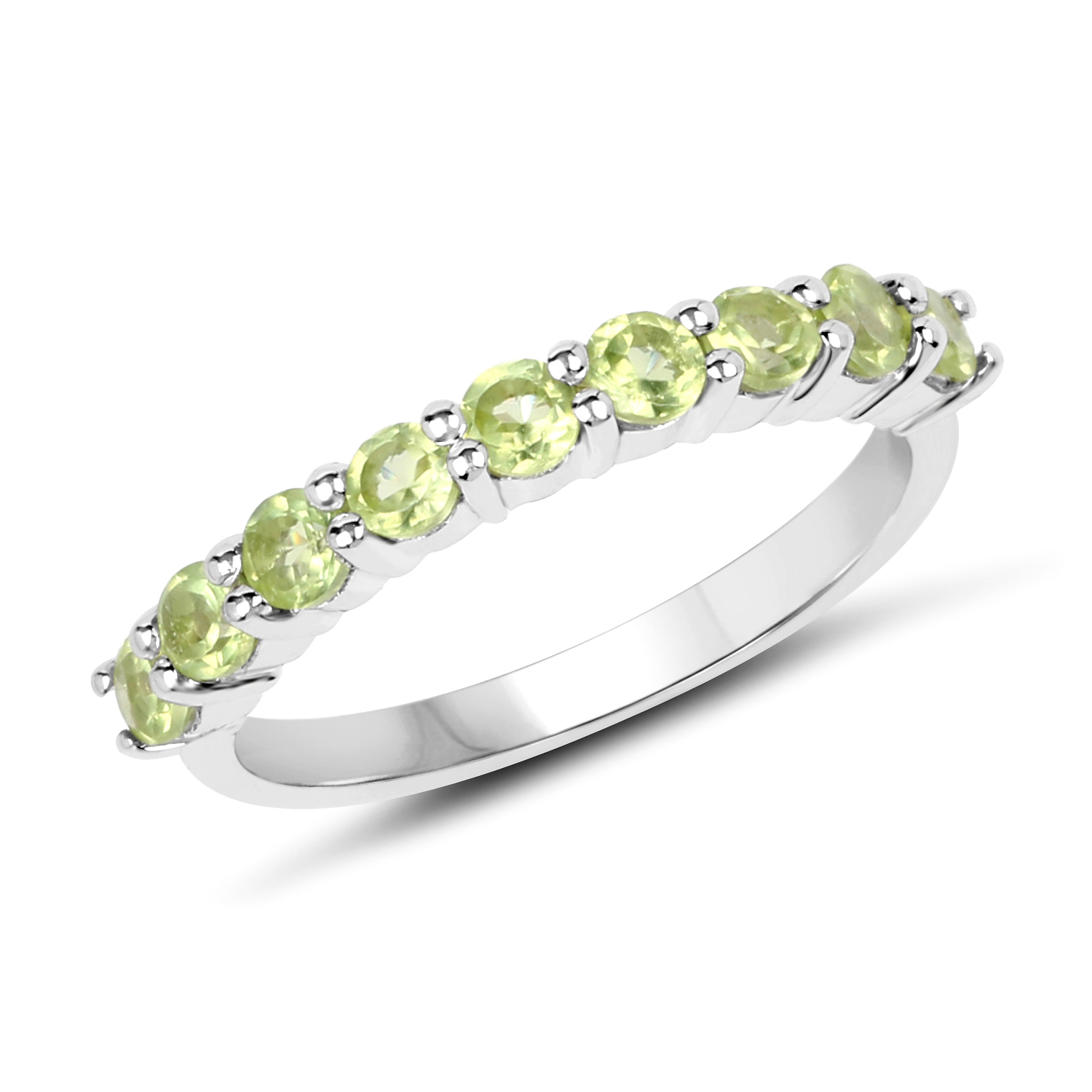 0.63 Carat Genuine Peridot Sterling Silver Ring
