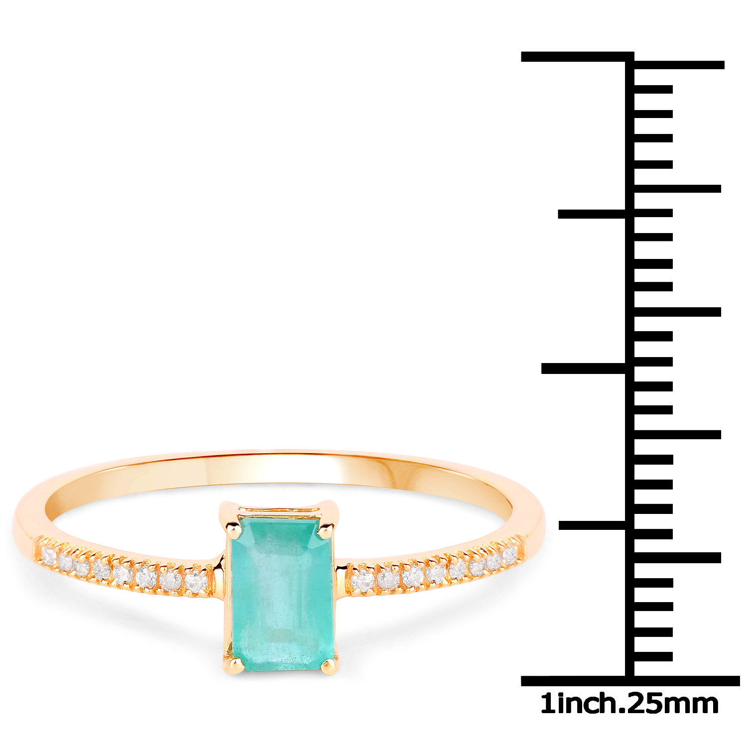 0.60 Carat Genuine Zambian Emerald and White Diamond 18K Yellow Gold Ring