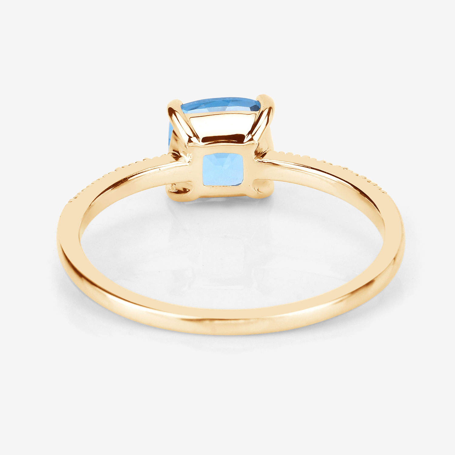 1.24 Carat Genuine Swiss Blue Topaz and White Diamond 14K Yellow Gold Ring