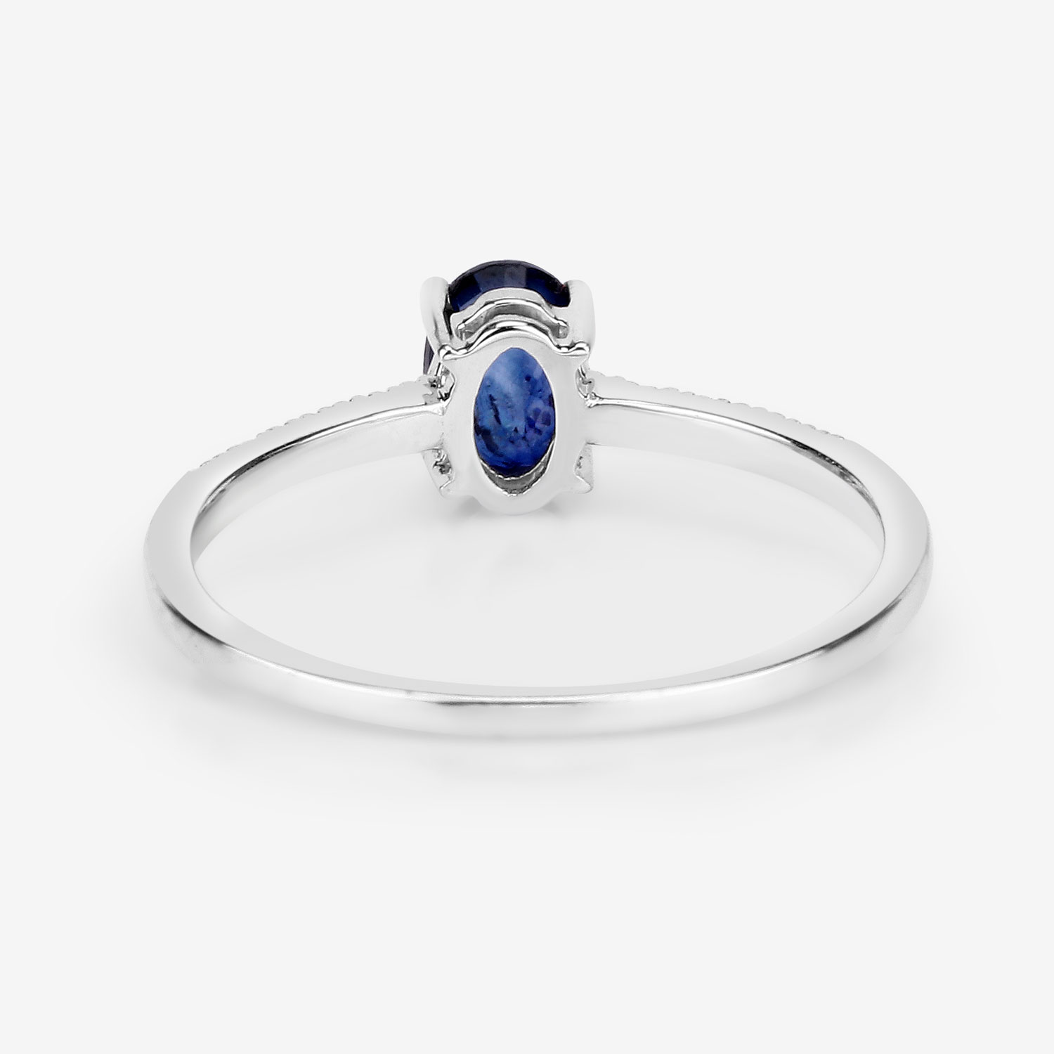 0.54 Carat Genuine Blue Sapphire and White Diamond 14K White Gold Ring