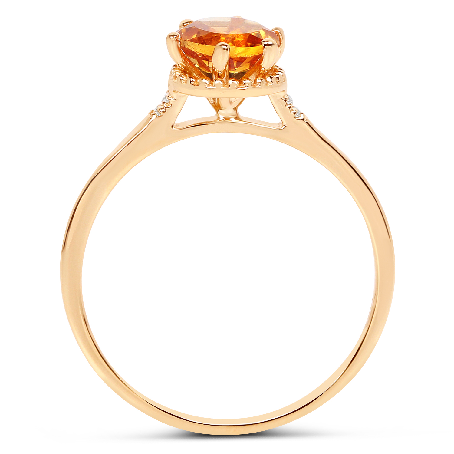 0.76 Carat Genuine Citrine and White Diamond 14K Yellow Gold Ring