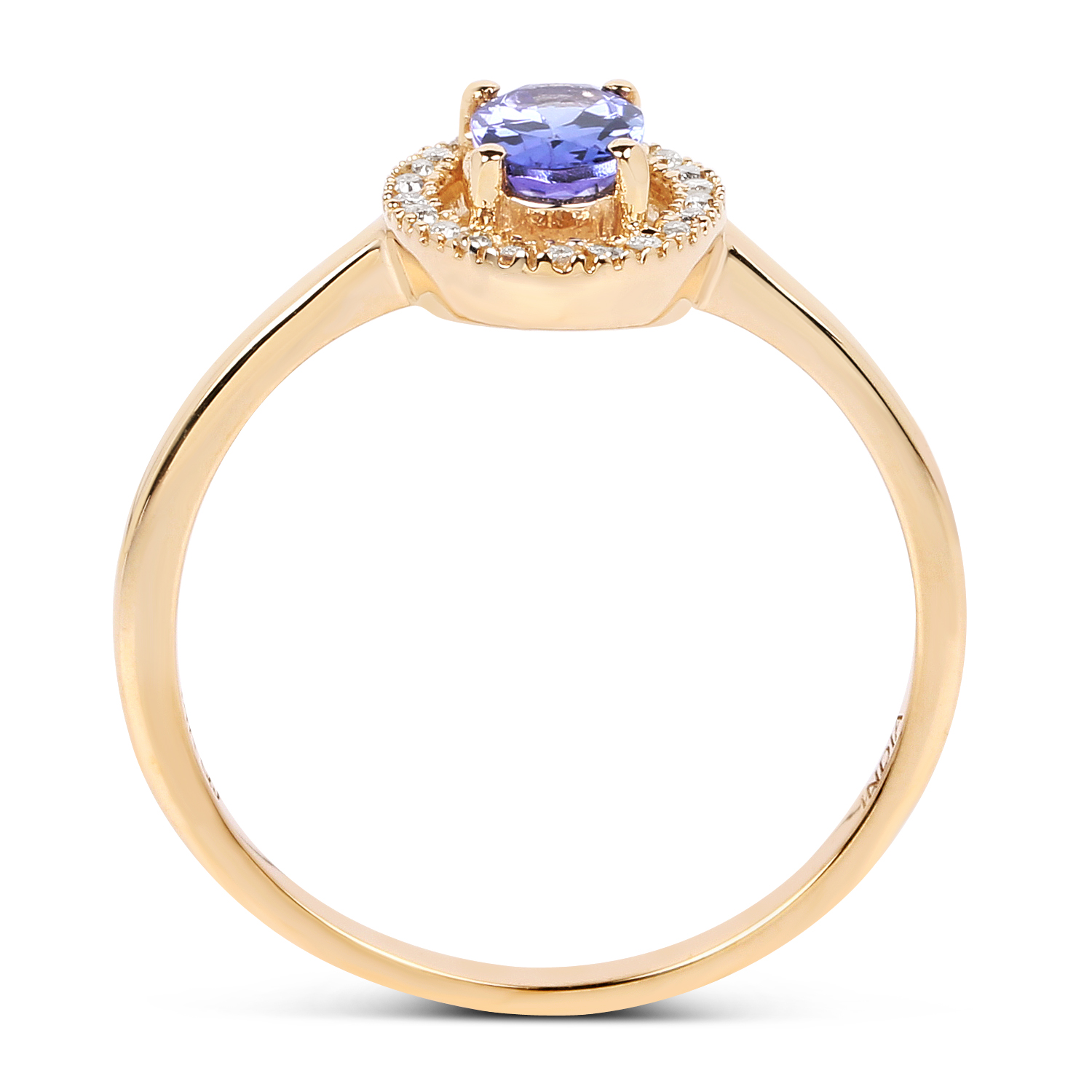 0.50 Carat Genuine Tanzanite and White Diamond 14K Yellow Gold Ring