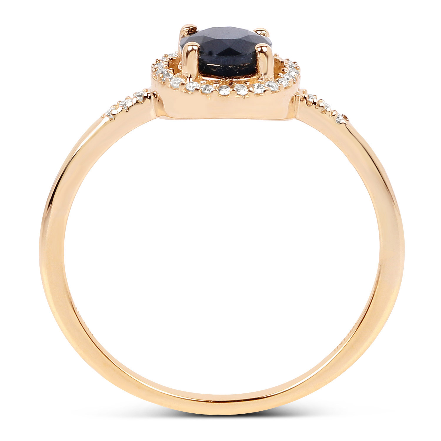 0.64 Carat Genuine Blue Sapphire and White Diamond 14K Yellow Gold Ring