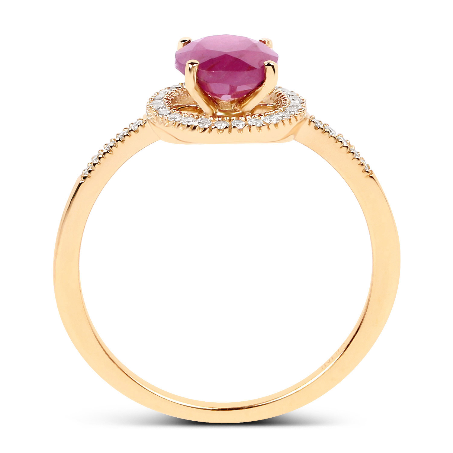 1.21 Carat Genuine Ruby and White Diamond 14K Yellow Gold Ring